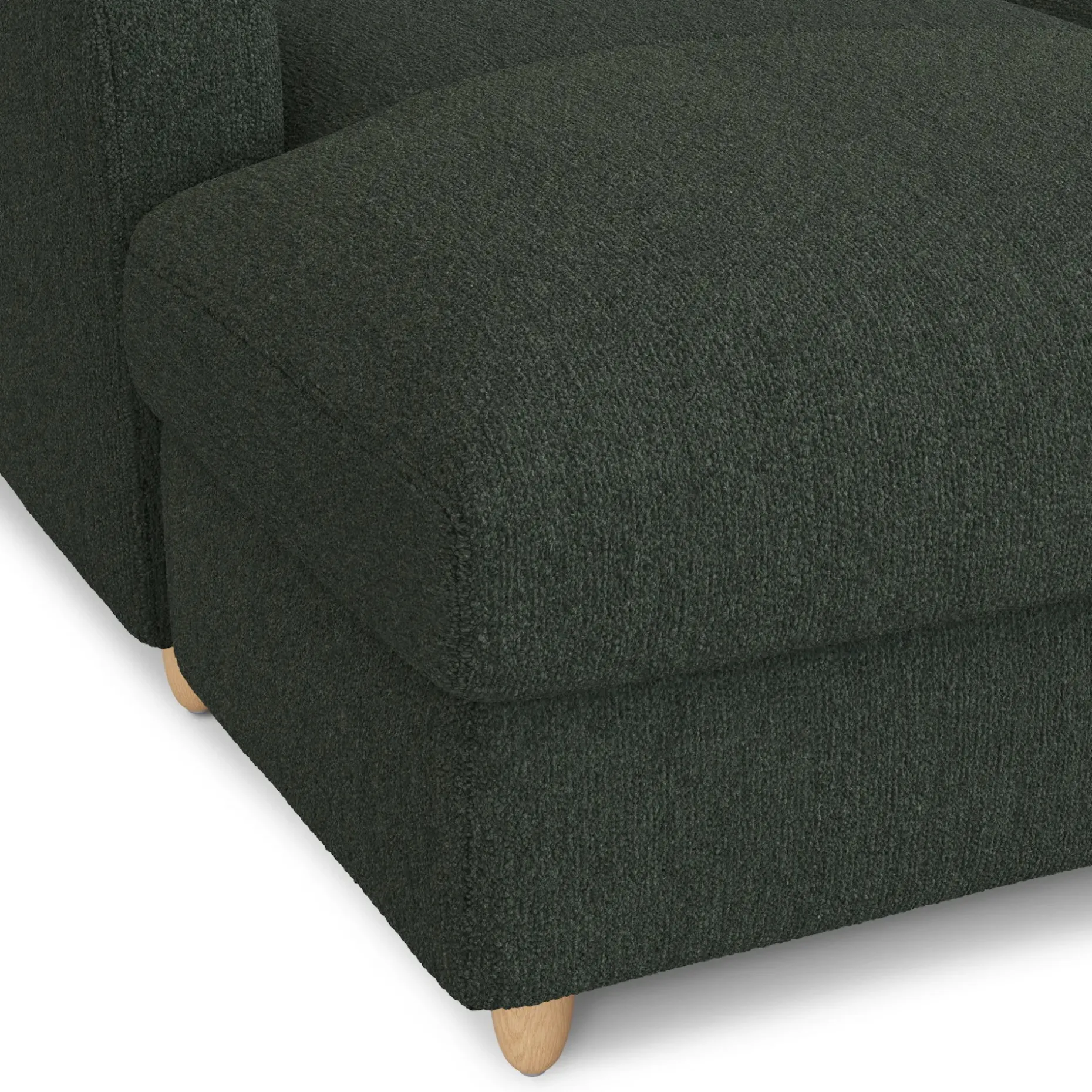 Vati 80" Left Storage Sectional - Natural Oak and Green Wool Bouclé