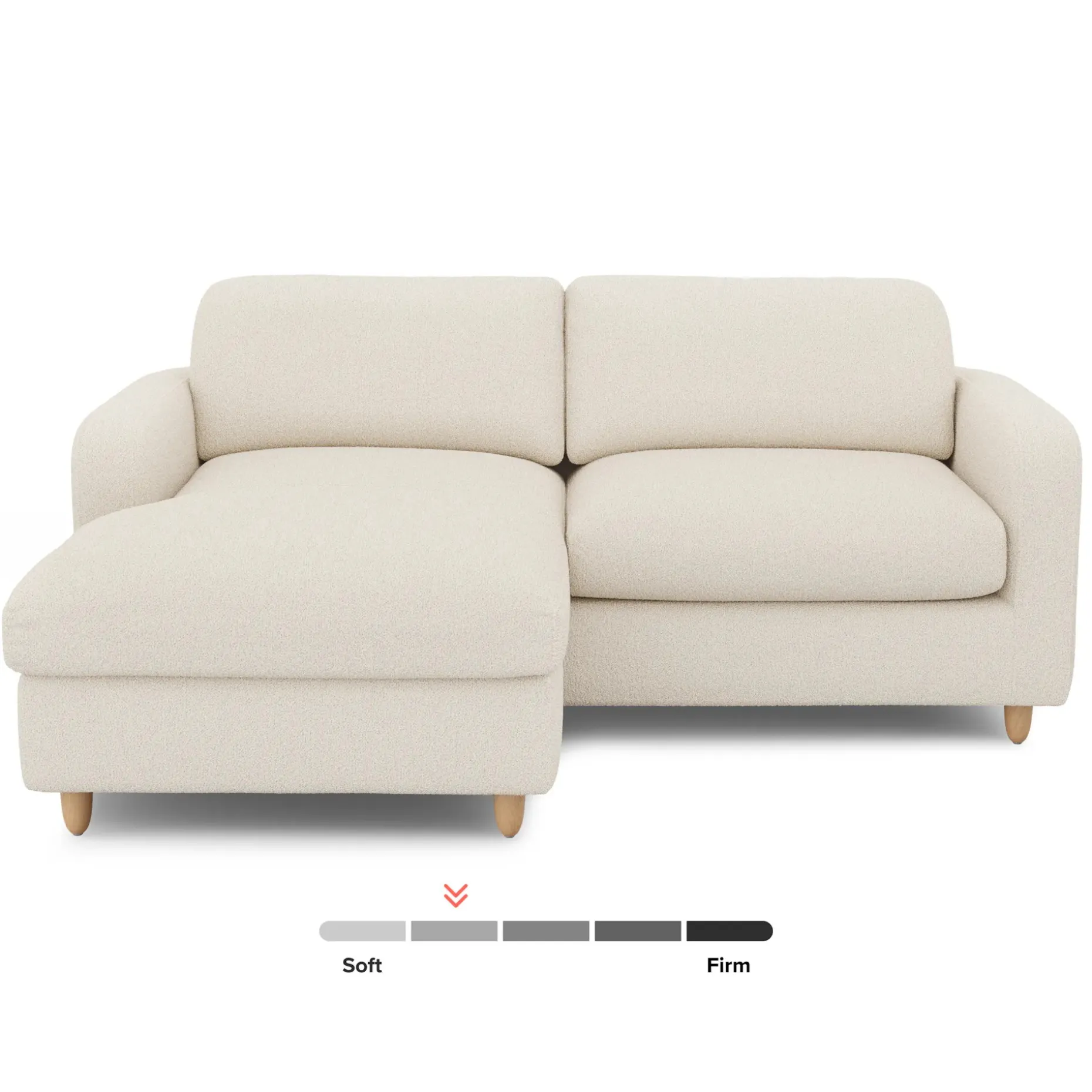 Vati 80" Left Storage Sectional - Natural Oak and Ivory Wool Bouclé