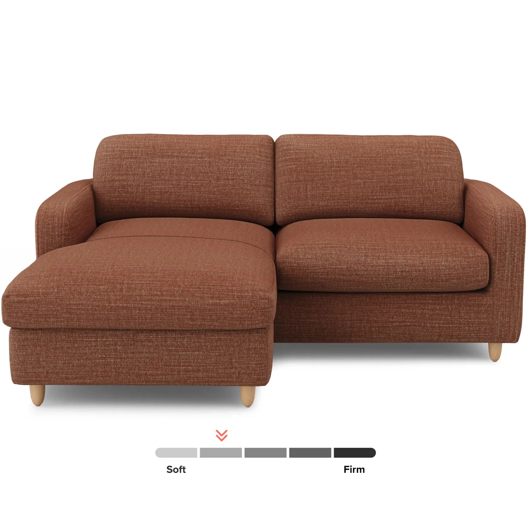 Vati 80" Left Storage Sectional - Natural Oak and Napa Rust