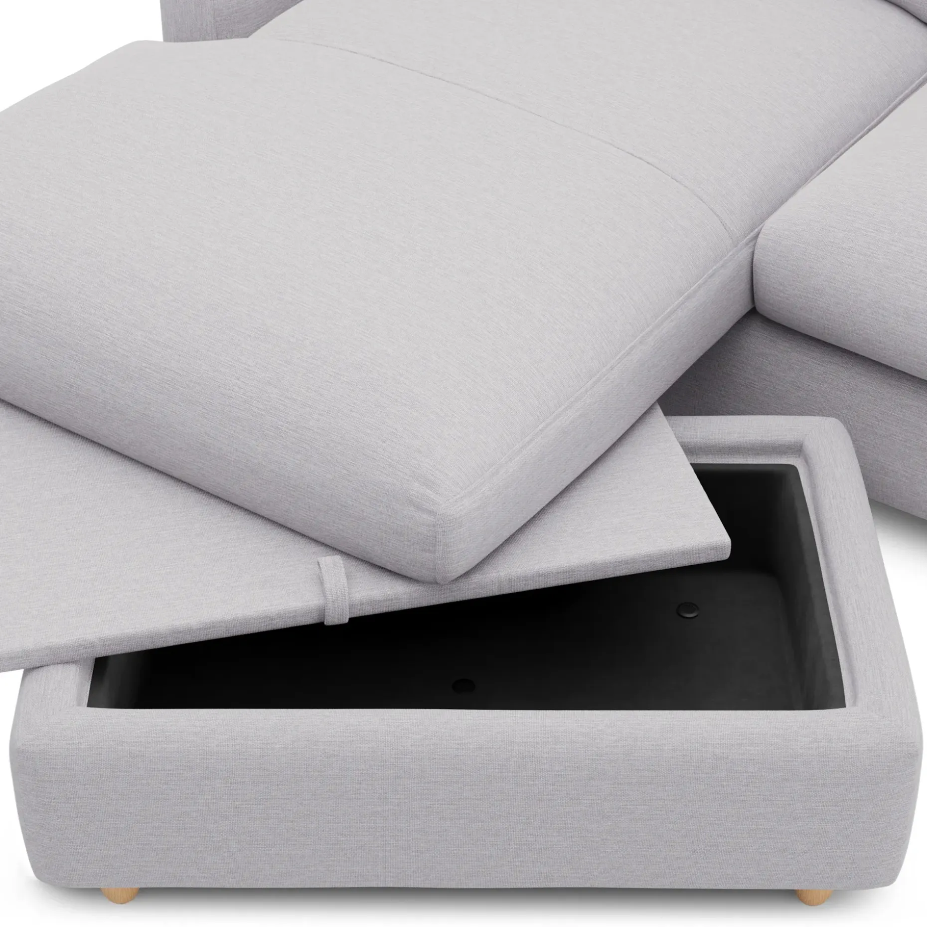 Vati 80" Left Storage Sectional - Silver Ivory