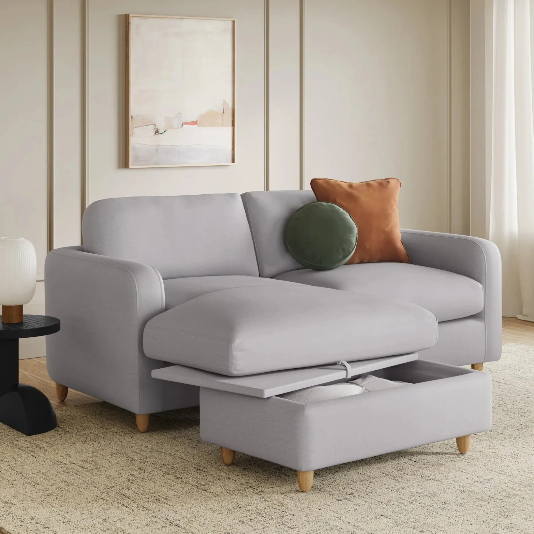 Vati 80" Left Storage Sectional - Silver Ivory