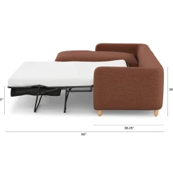 Vati 114" Left Storage Sleeper Sectional - Natural Oak and Napa Rust