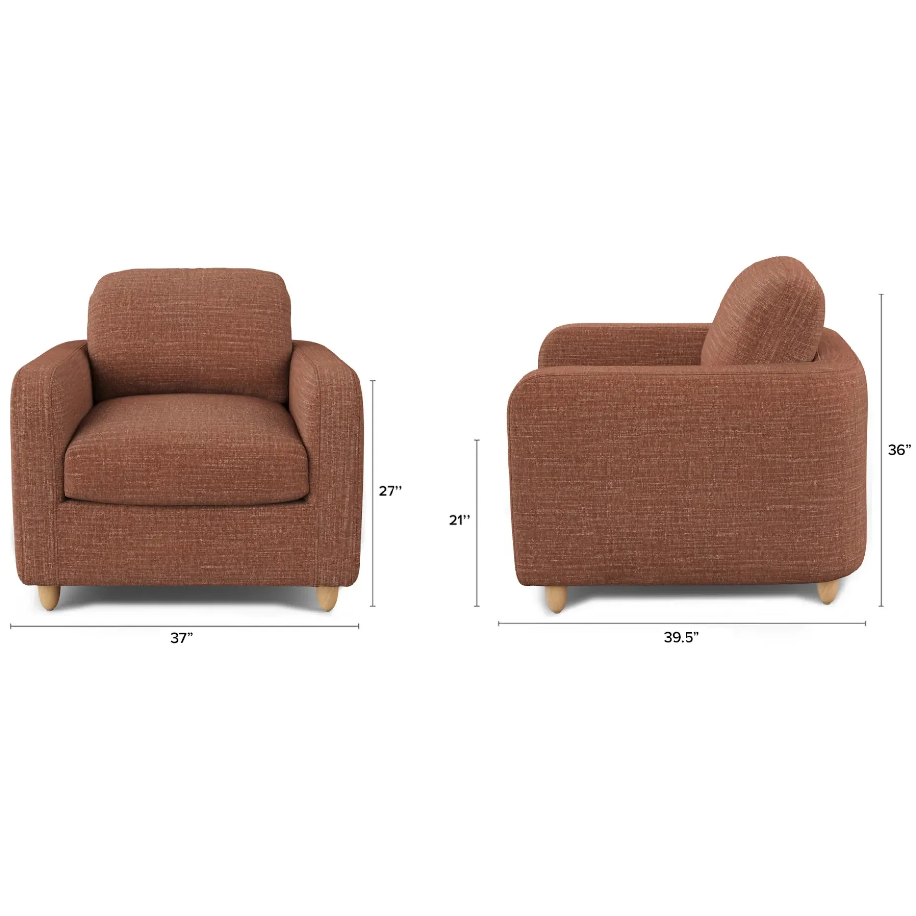 Vati 37" Lounge Chair - Napa Rust