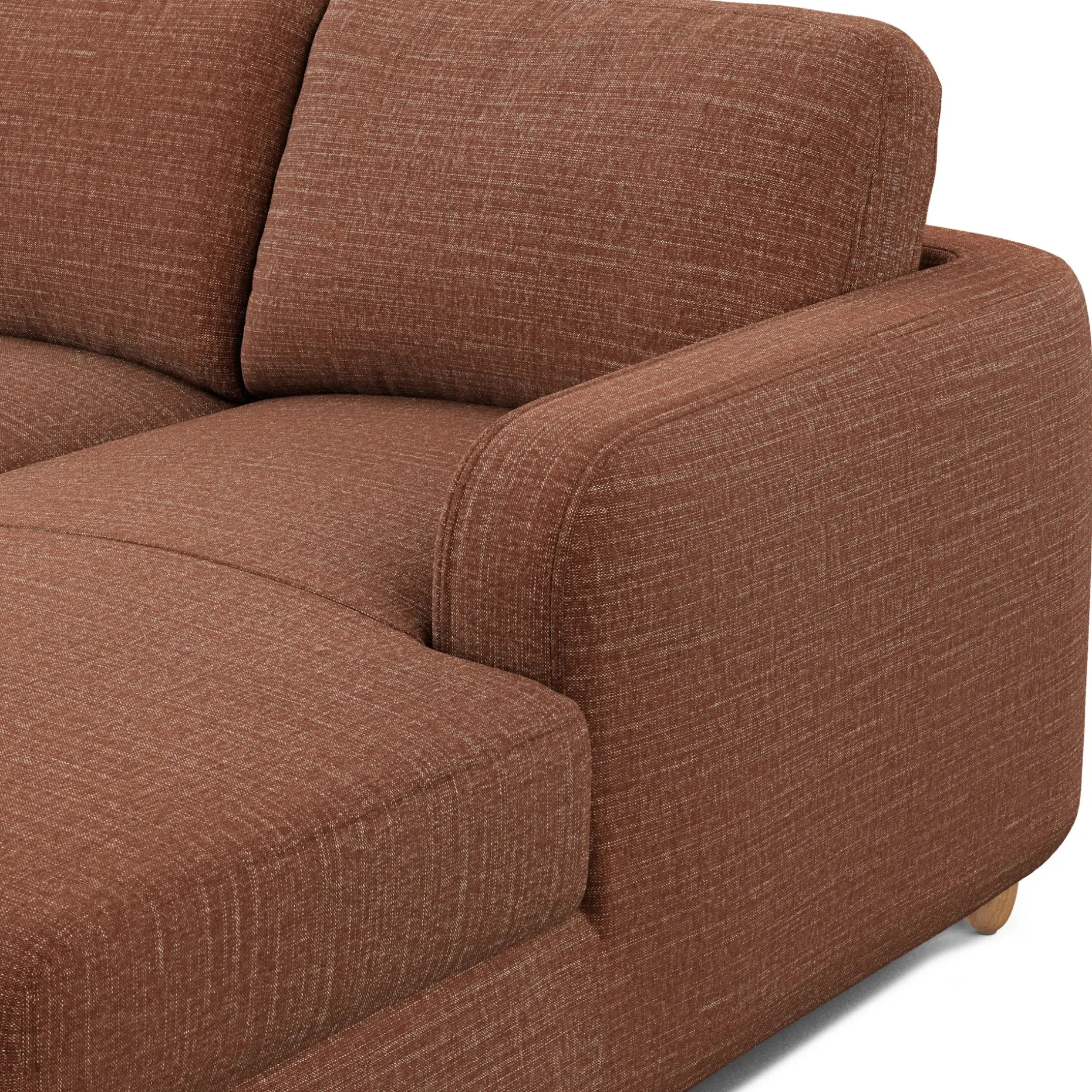 Vati 90.5" Right Storage Sectional - Natural Oak and Napa Rust