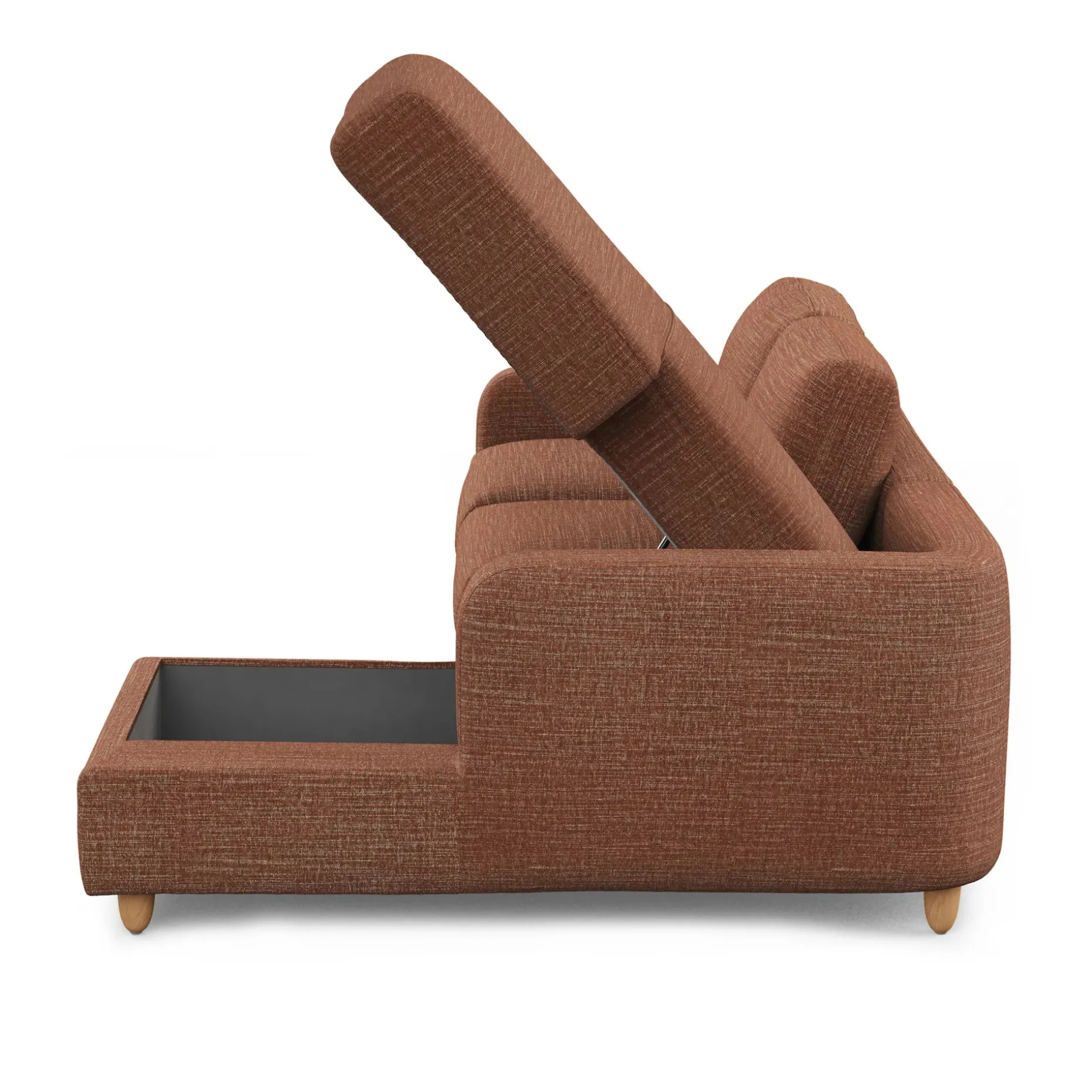 Vati 90.5" Right Storage Sectional - Natural Oak and Napa Rust