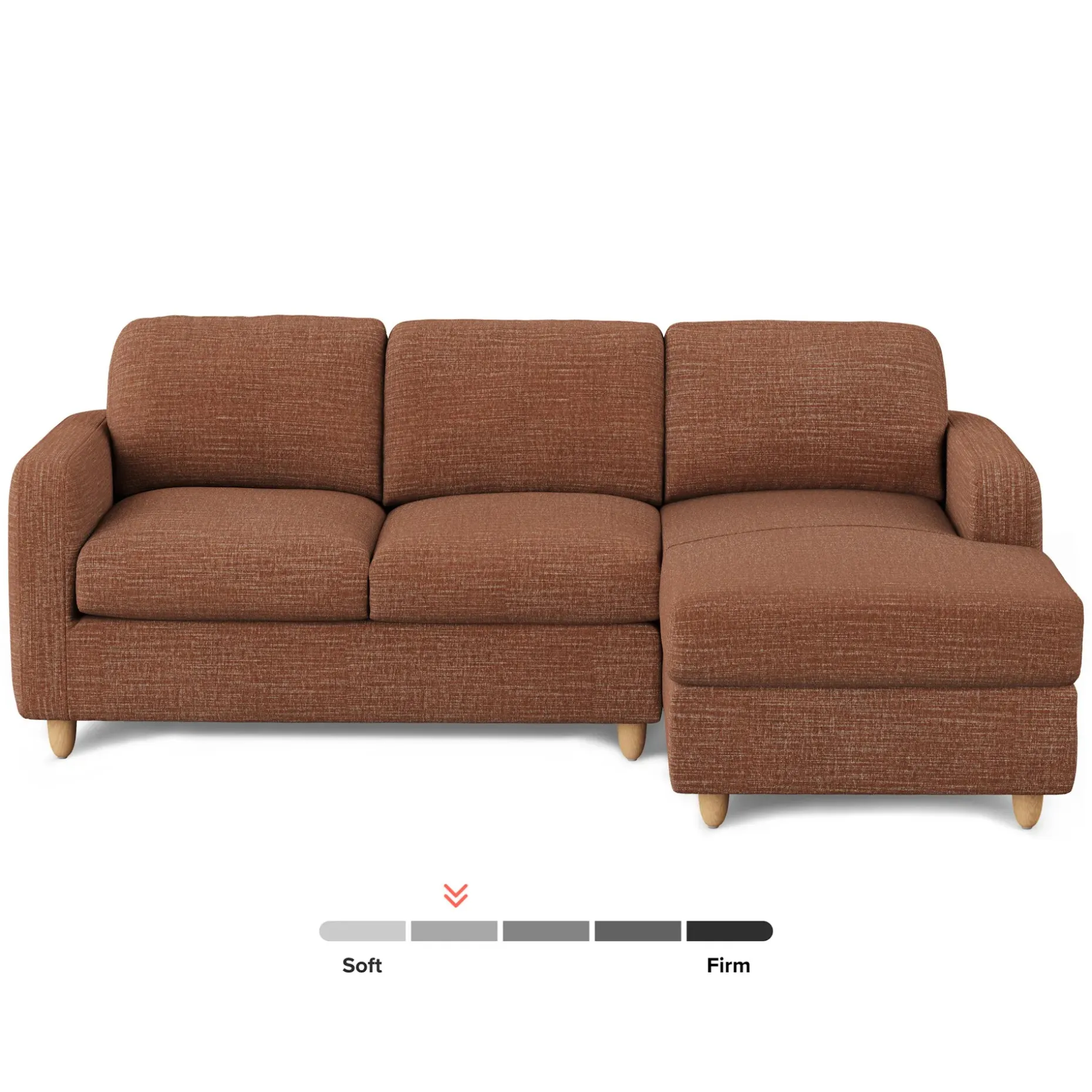 Vati 90.5" Right Storage Sectional - Natural Oak and Napa Rust
