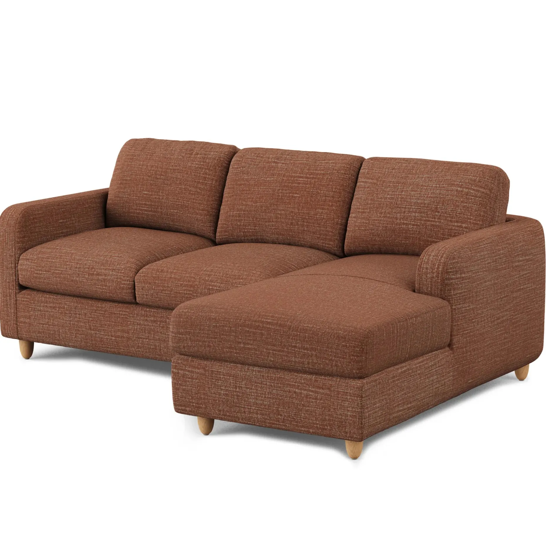 Vati 90.5" Right Storage Sectional - Natural Oak and Napa Rust