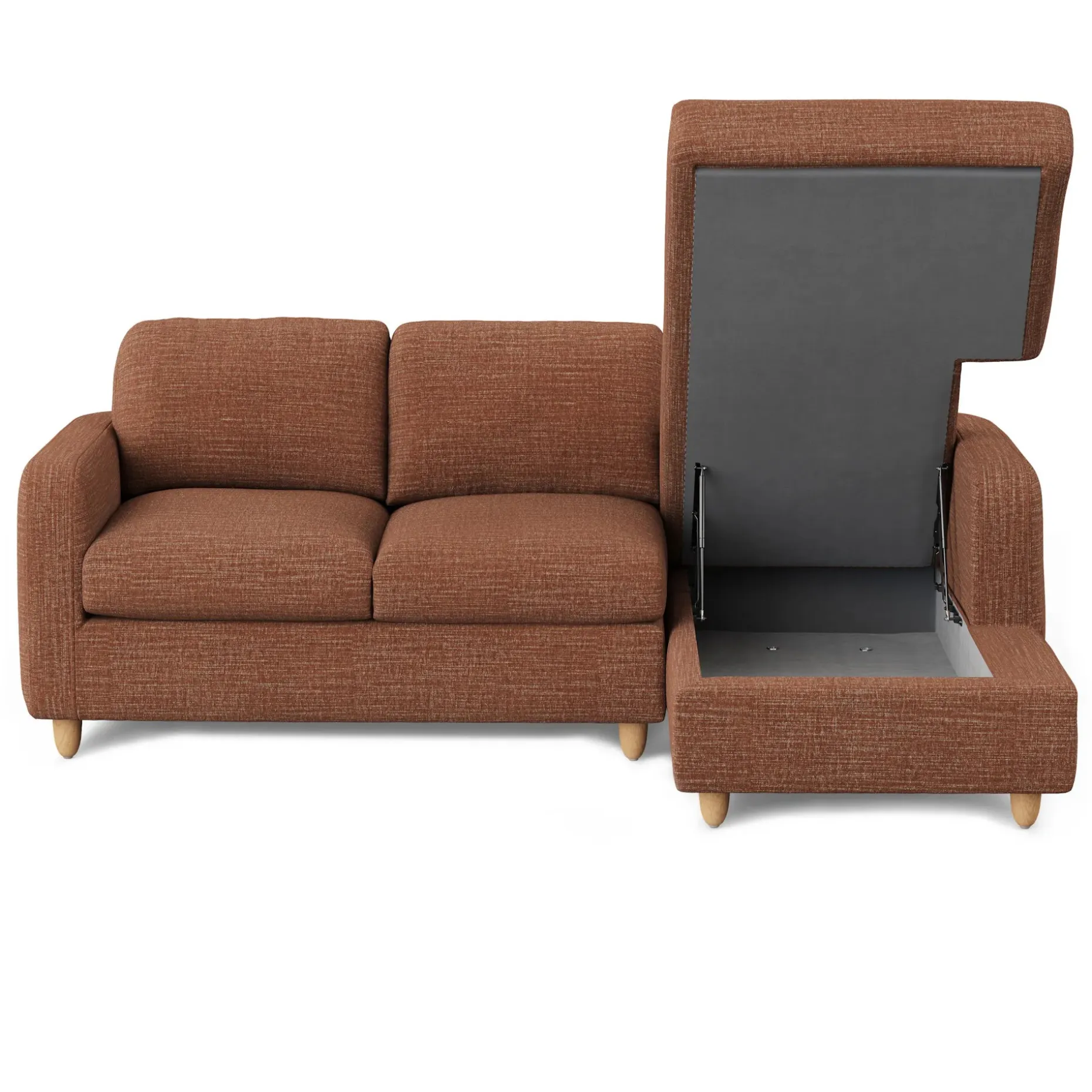 Vati 90.5" Right Storage Sectional - Natural Oak and Napa Rust