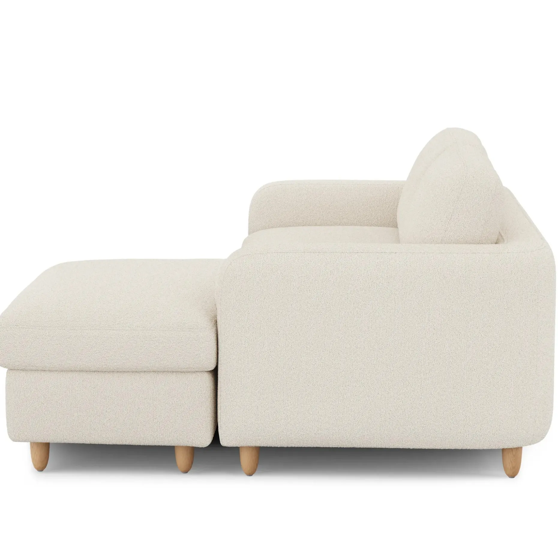 Vati 80" Right Storage Sectional - Natural Oak and Ivory Wool Bouclé