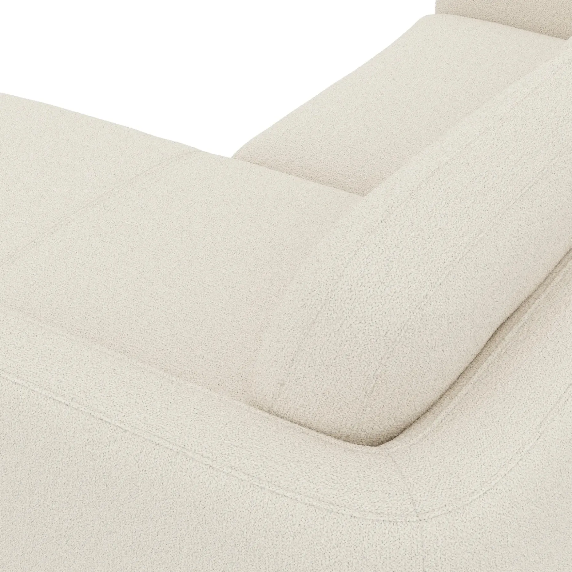 Vati 80" Right Storage Sectional - Natural Oak and Ivory Wool Bouclé