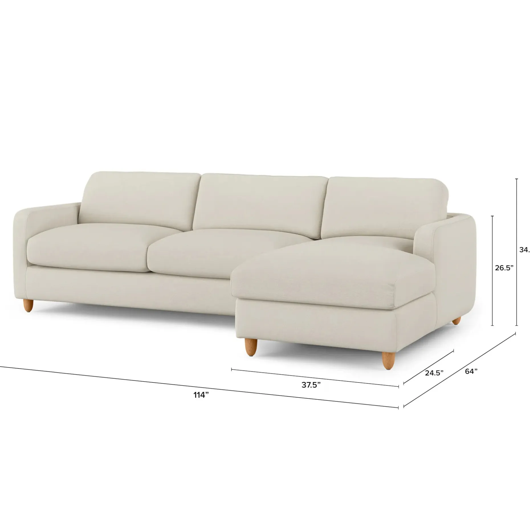 Vati 114" Right Storage Sleeper Sectional - Honey Oak and Buckler Ivory