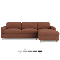 Vati 114" Right Storage Sleeper Sectional - Natural Oak and Napa Rust