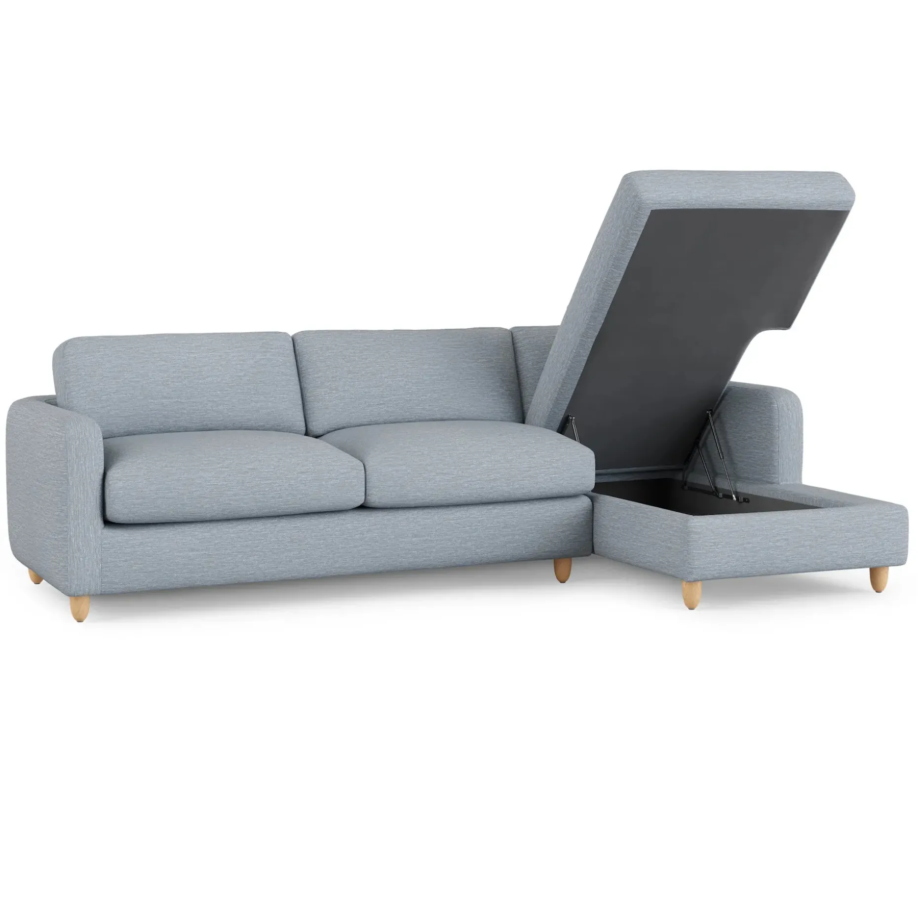 Vati 114" Right Storage Sleeper Sectional - Natural Oak and Silver Light Blue
