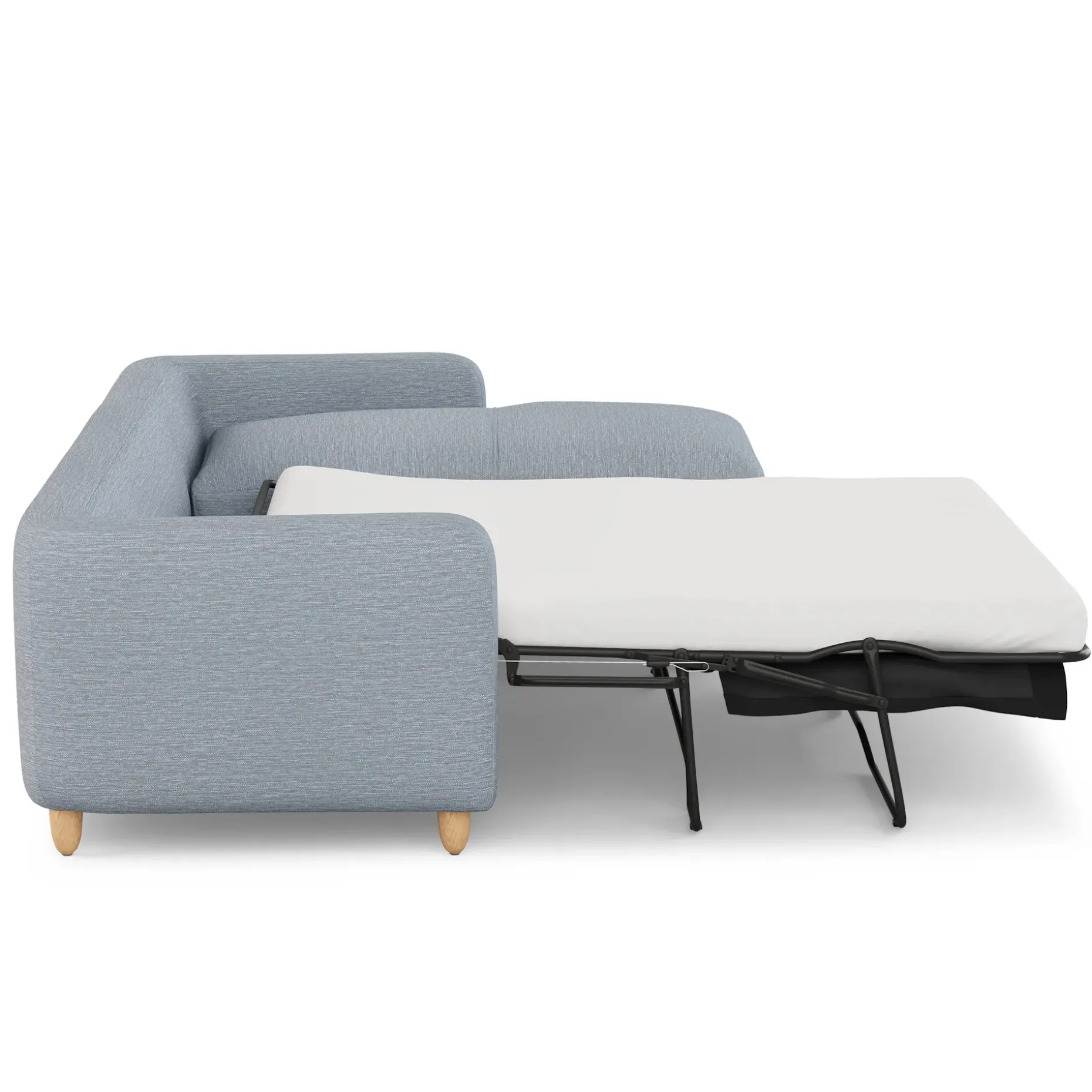 Vati 114" Right Storage Sleeper Sectional - Natural Oak and Silver Light Blue