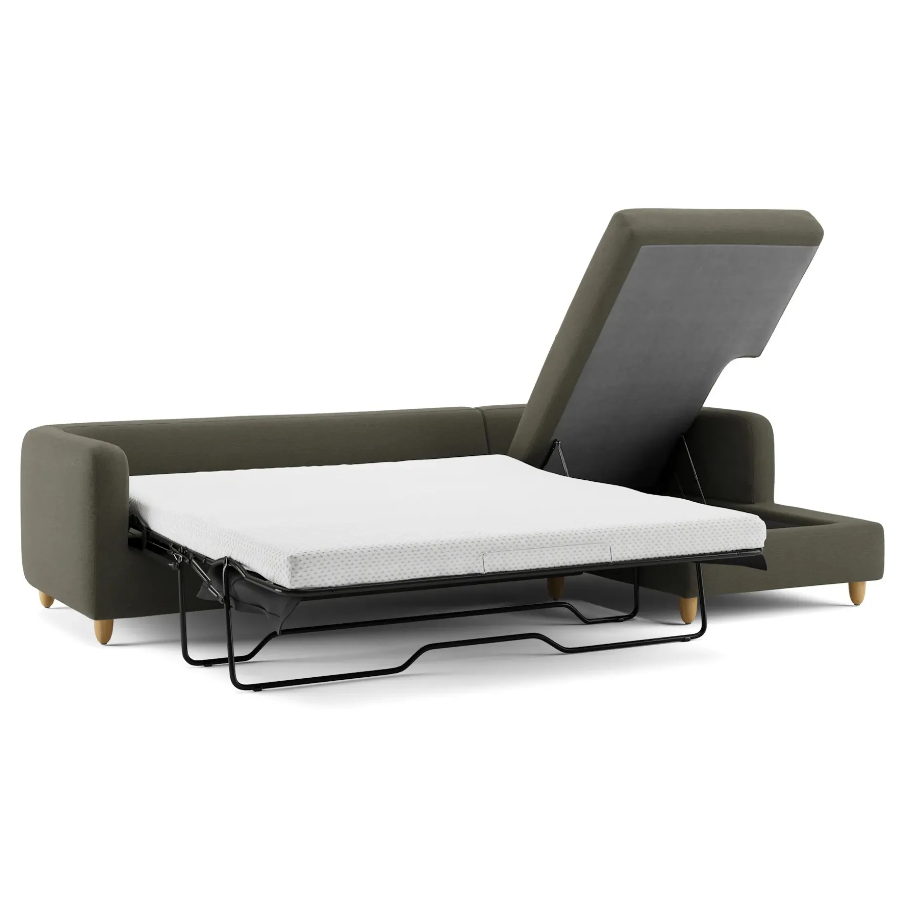 Vati 114" Right Storage Sleeper Sectional - Silver Moss