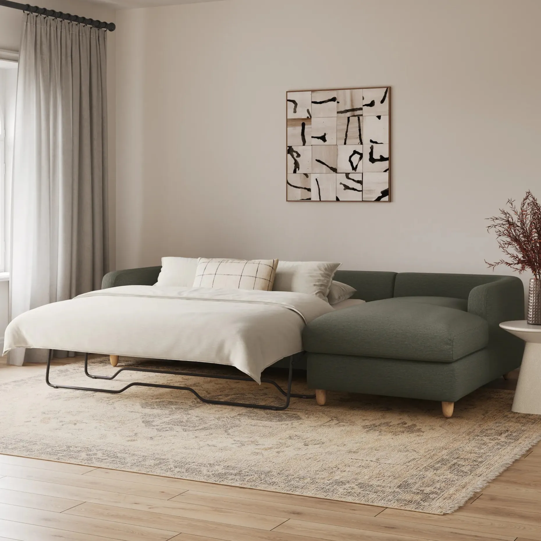 Vati 114" Right Storage Sleeper Sectional - Silver Moss
