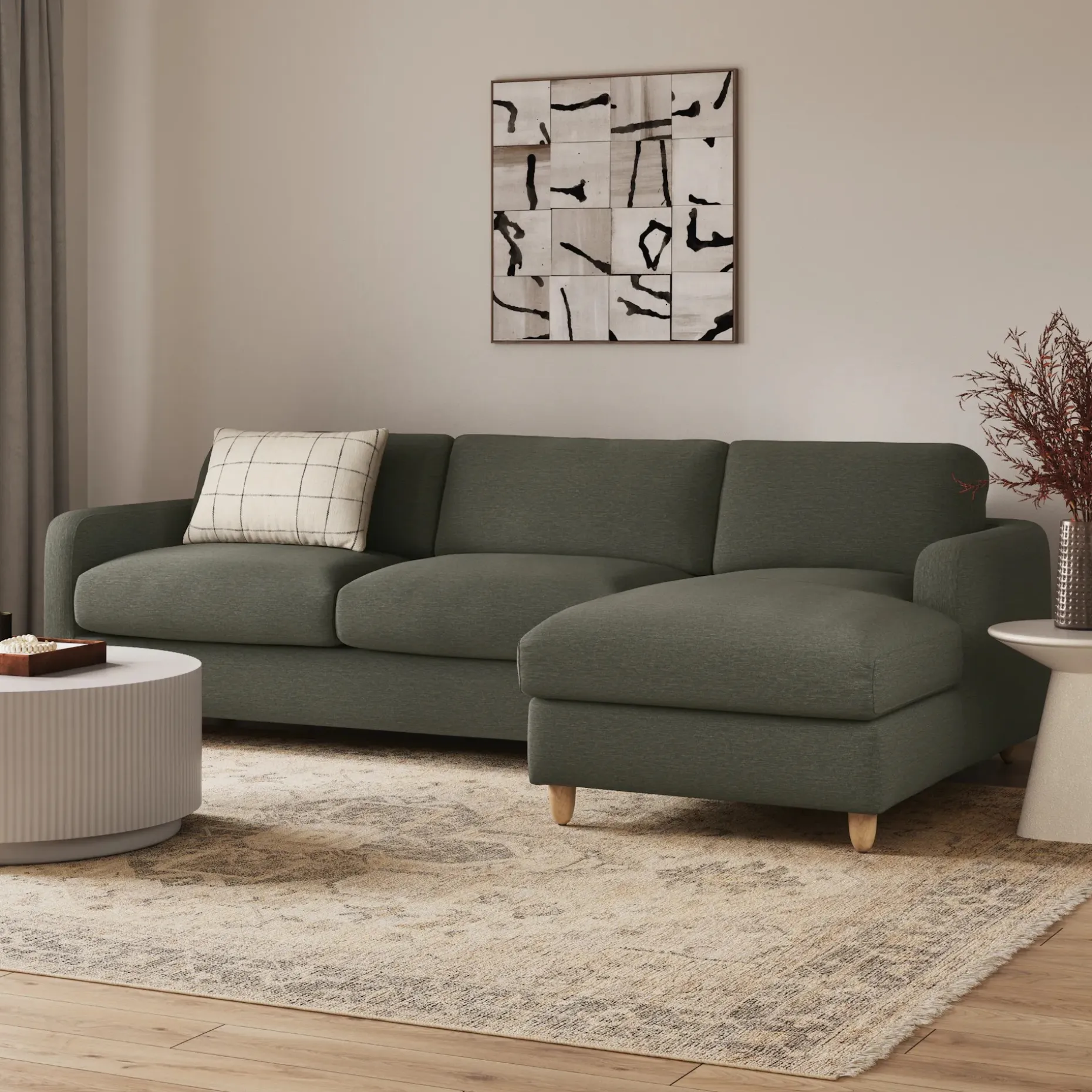 Vati 114" Right Storage Sleeper Sectional - Silver Moss