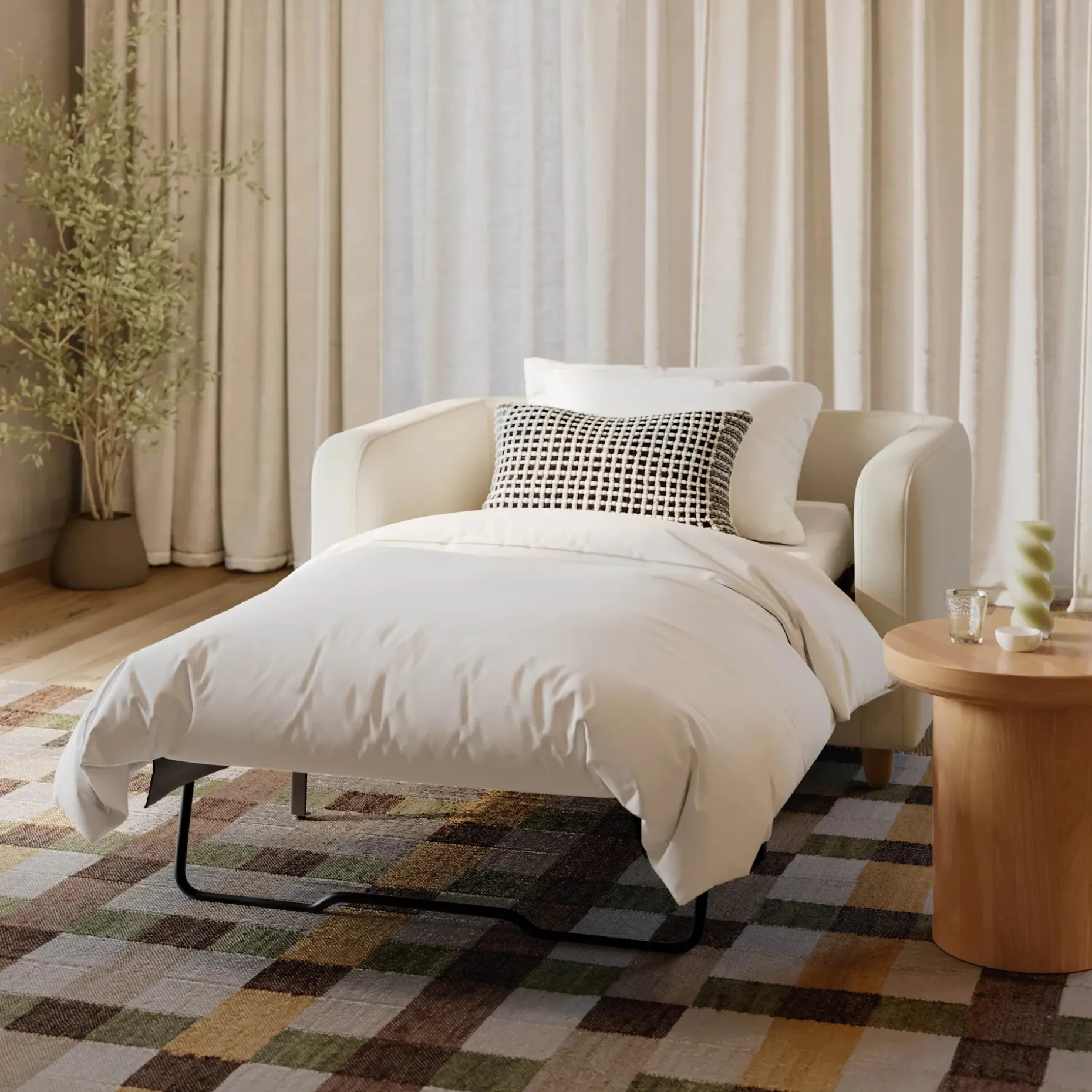 Vati 57" Sleeper Chair - Buckler Ivory