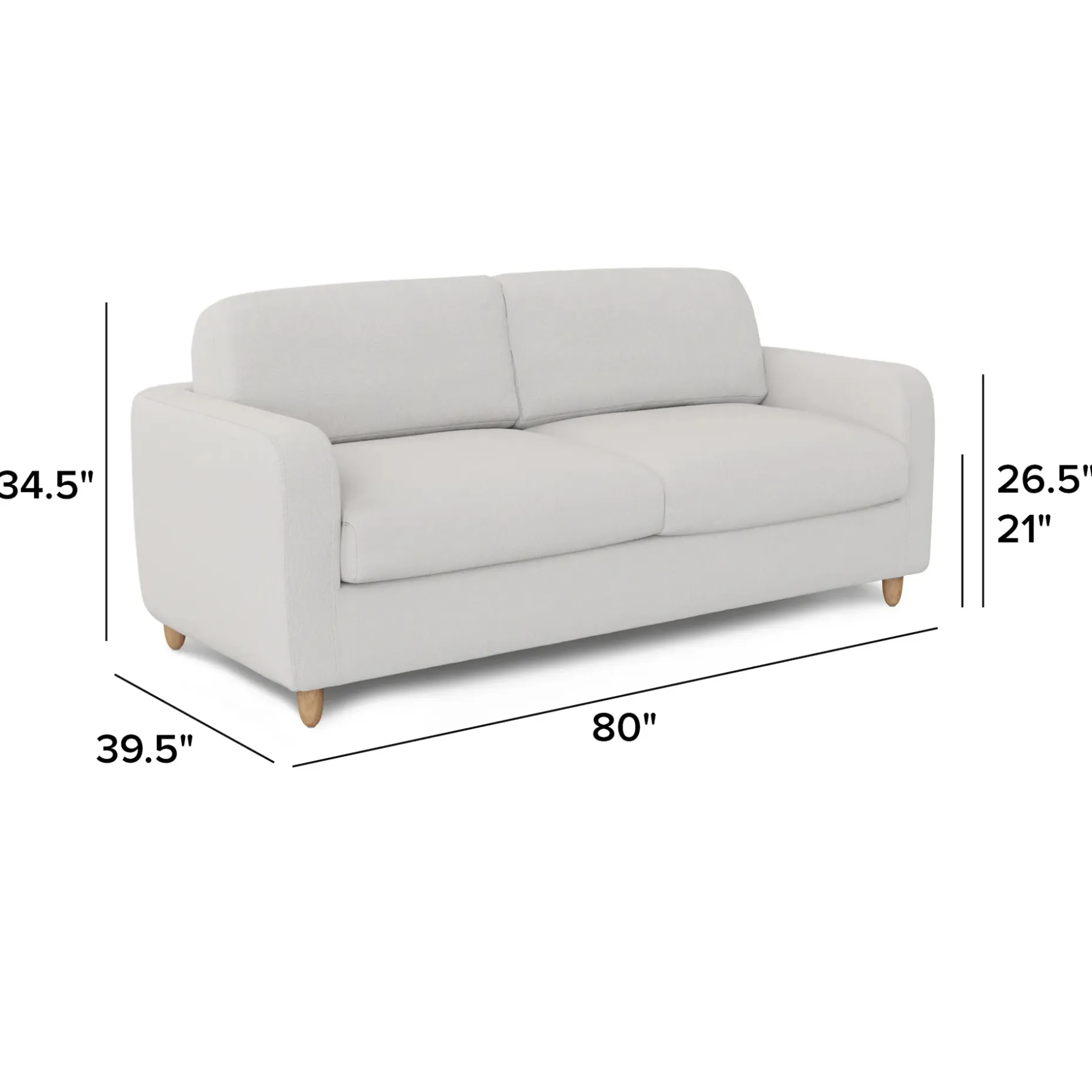 Vati 80" Sofa Bed - Natural Oak and Buckler Ivory