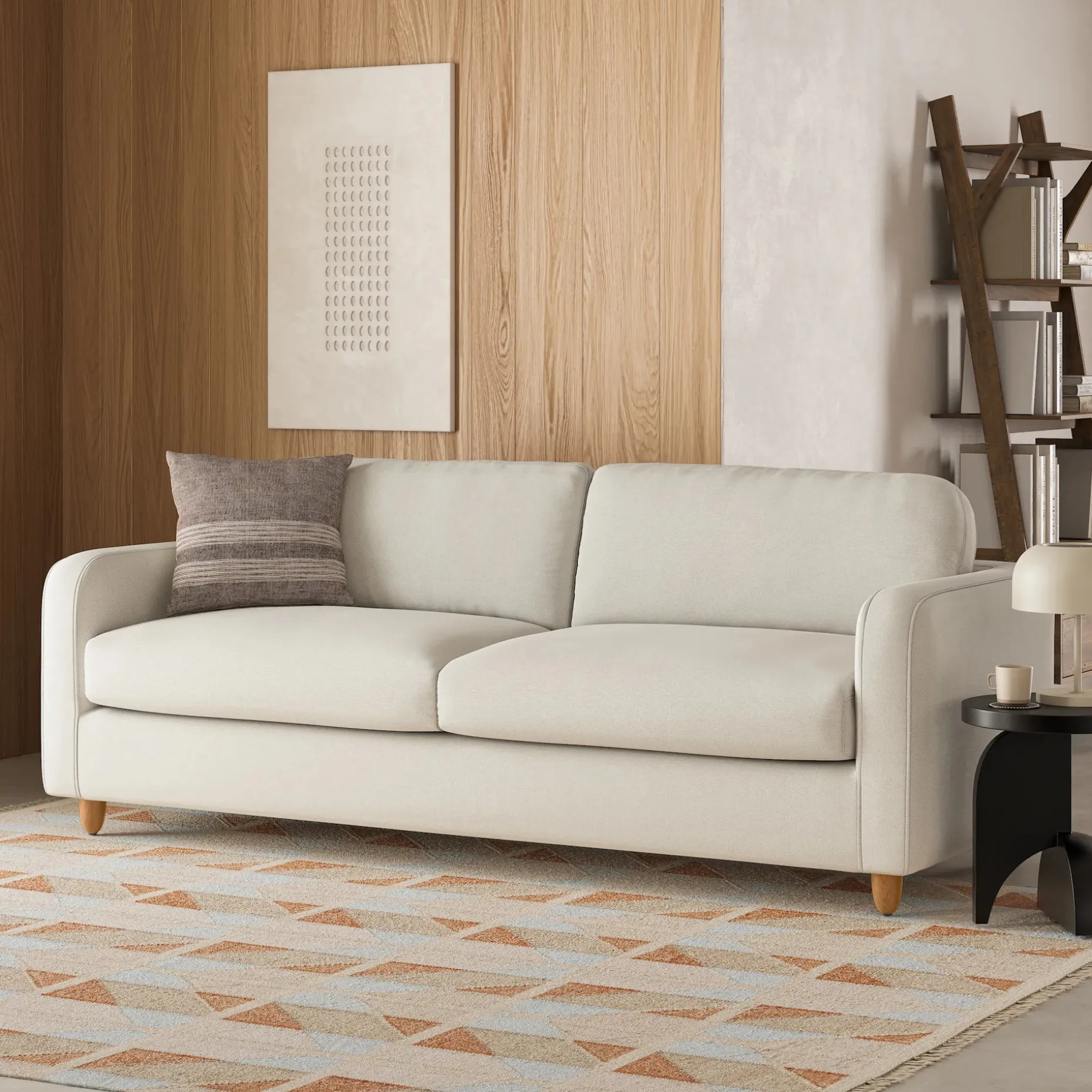 Vati 92" Sofa - Honey Oak and Buckler Ivory