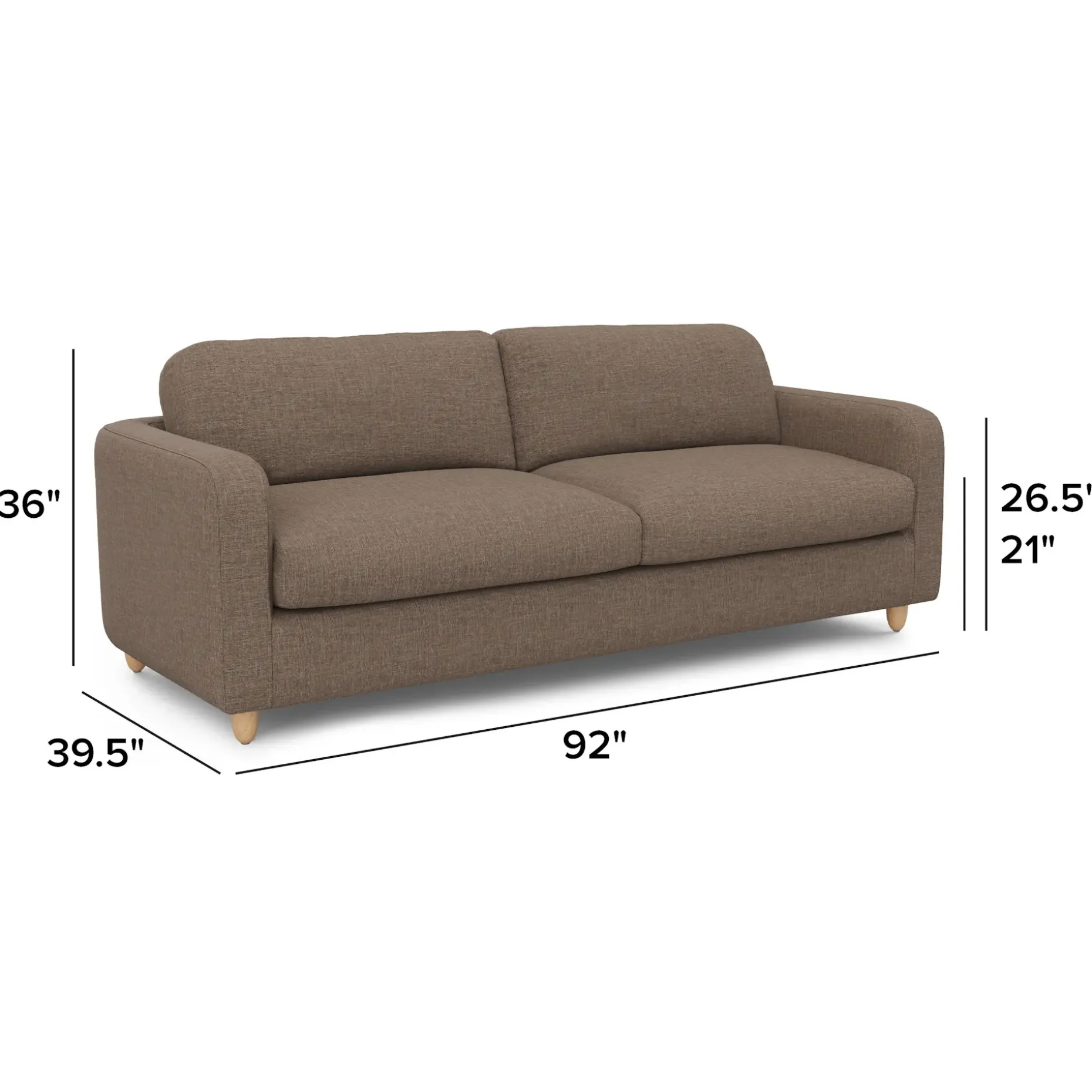 Vati 92" Sofa - Natural Oak and Buckler Brown