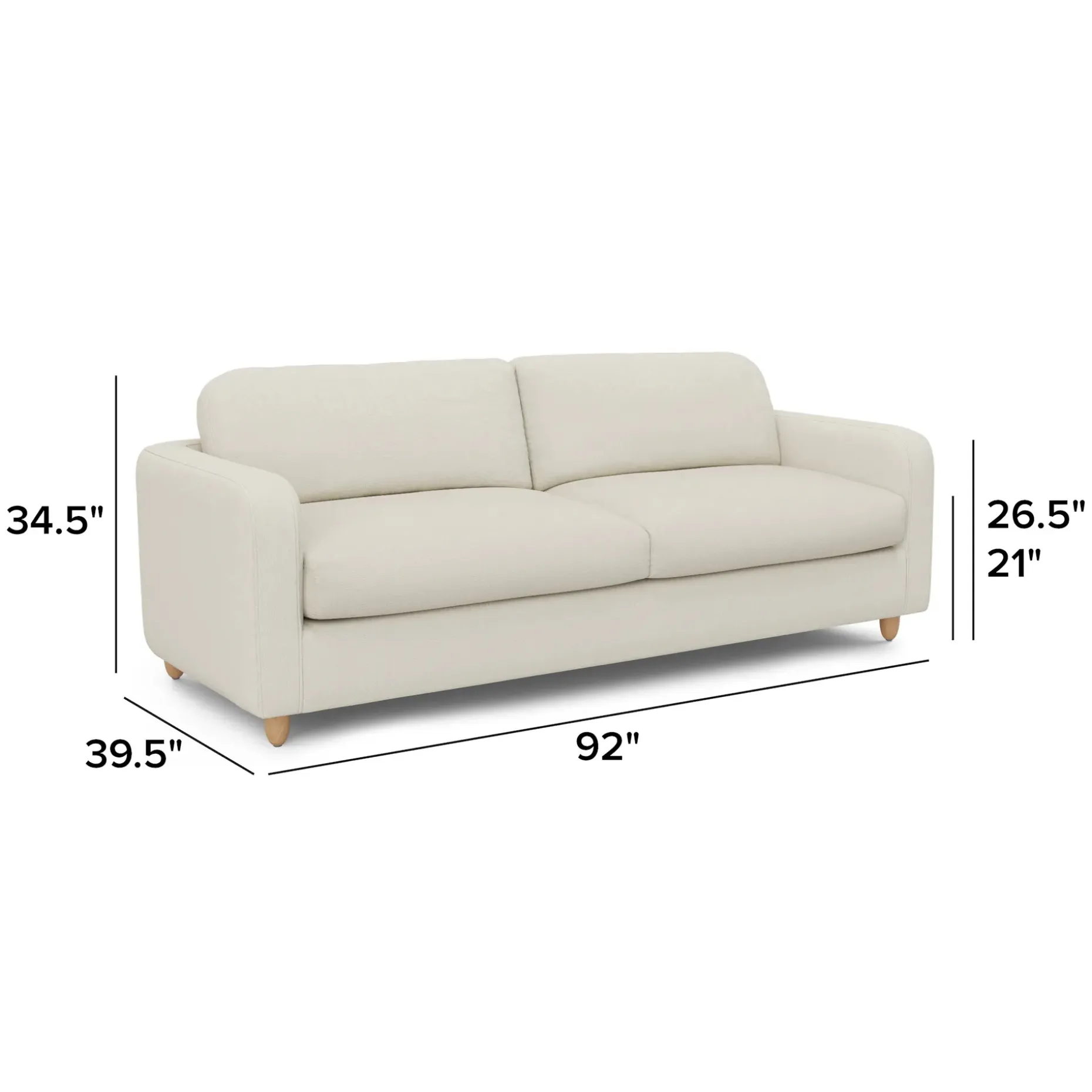Vati 92" Sofa - Natural Oak and Buckler Ivory