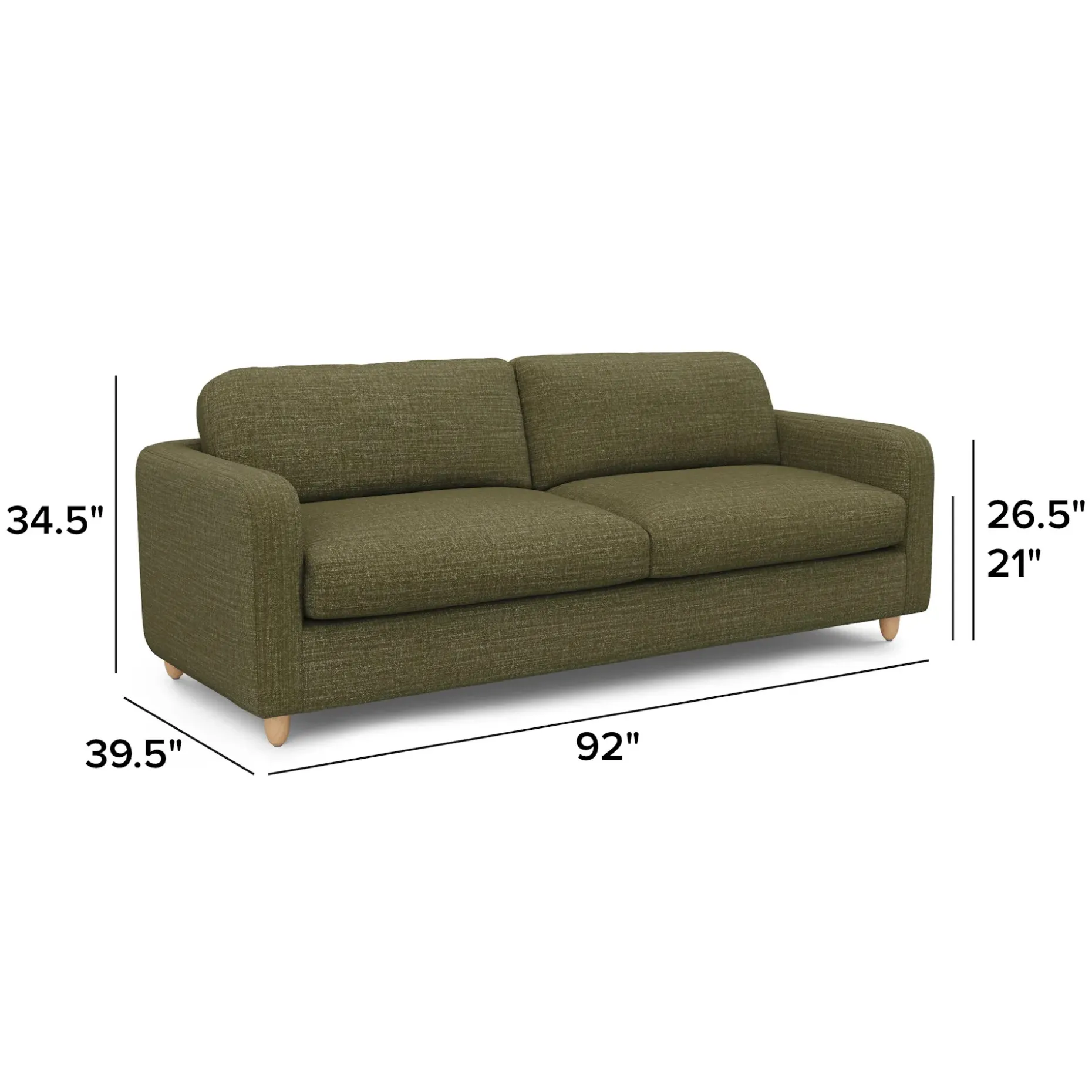Vati 92" Sofa - Natural Oak and Napa Moss