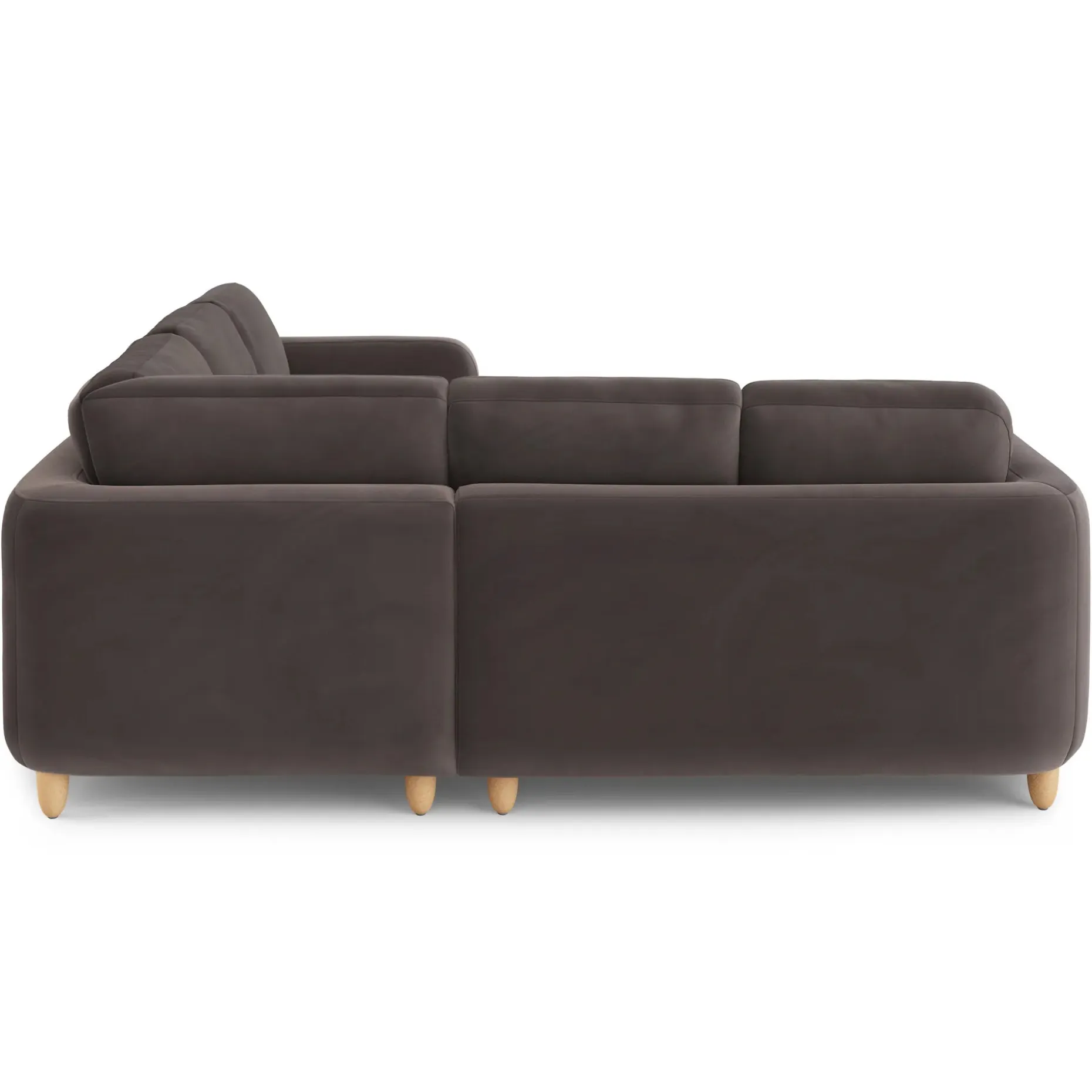Vati 92" Velvet Corner Sectional - Natural Oak and Hale Warm Gray
