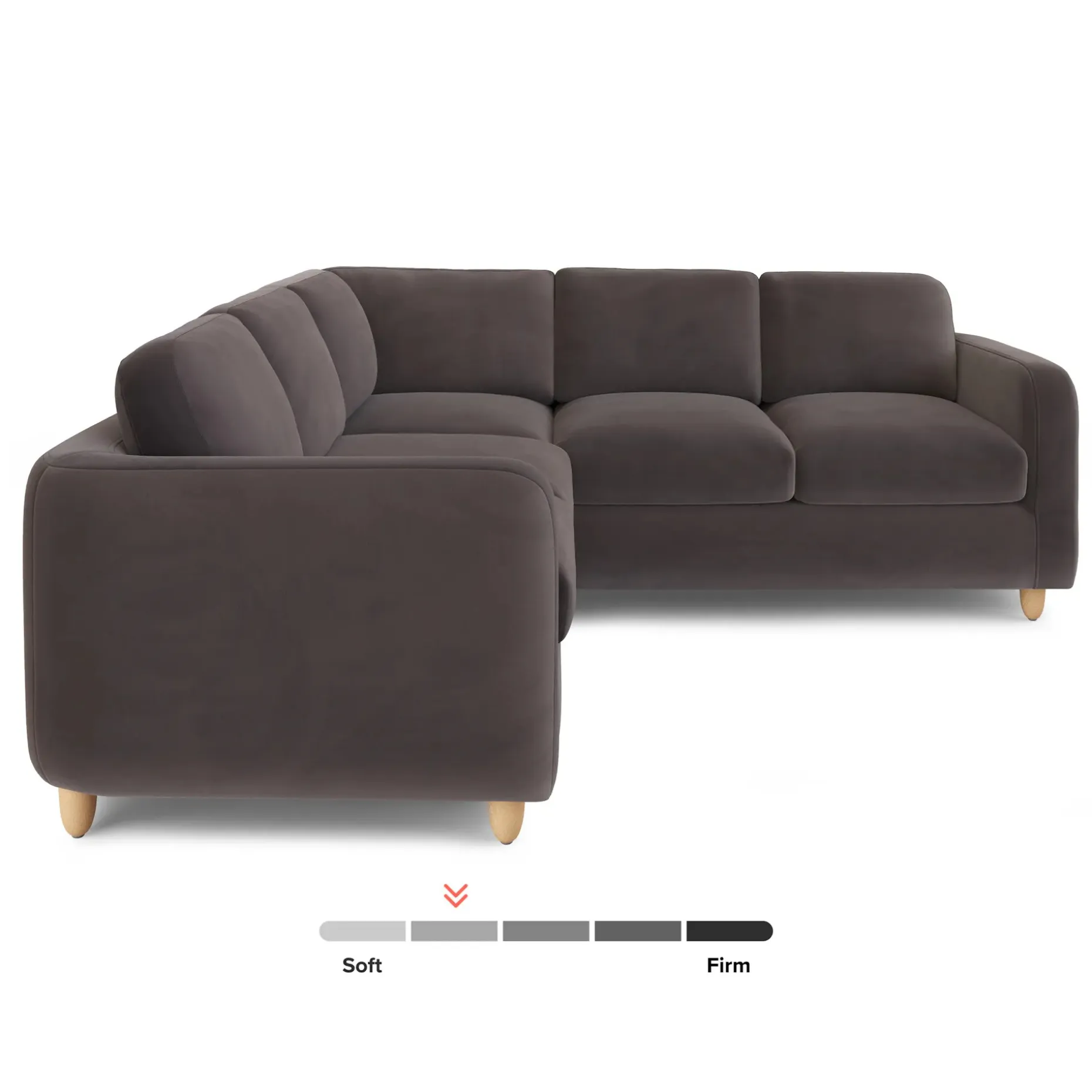 Vati 92" Velvet Corner Sectional - Natural Oak and Hale Warm Gray