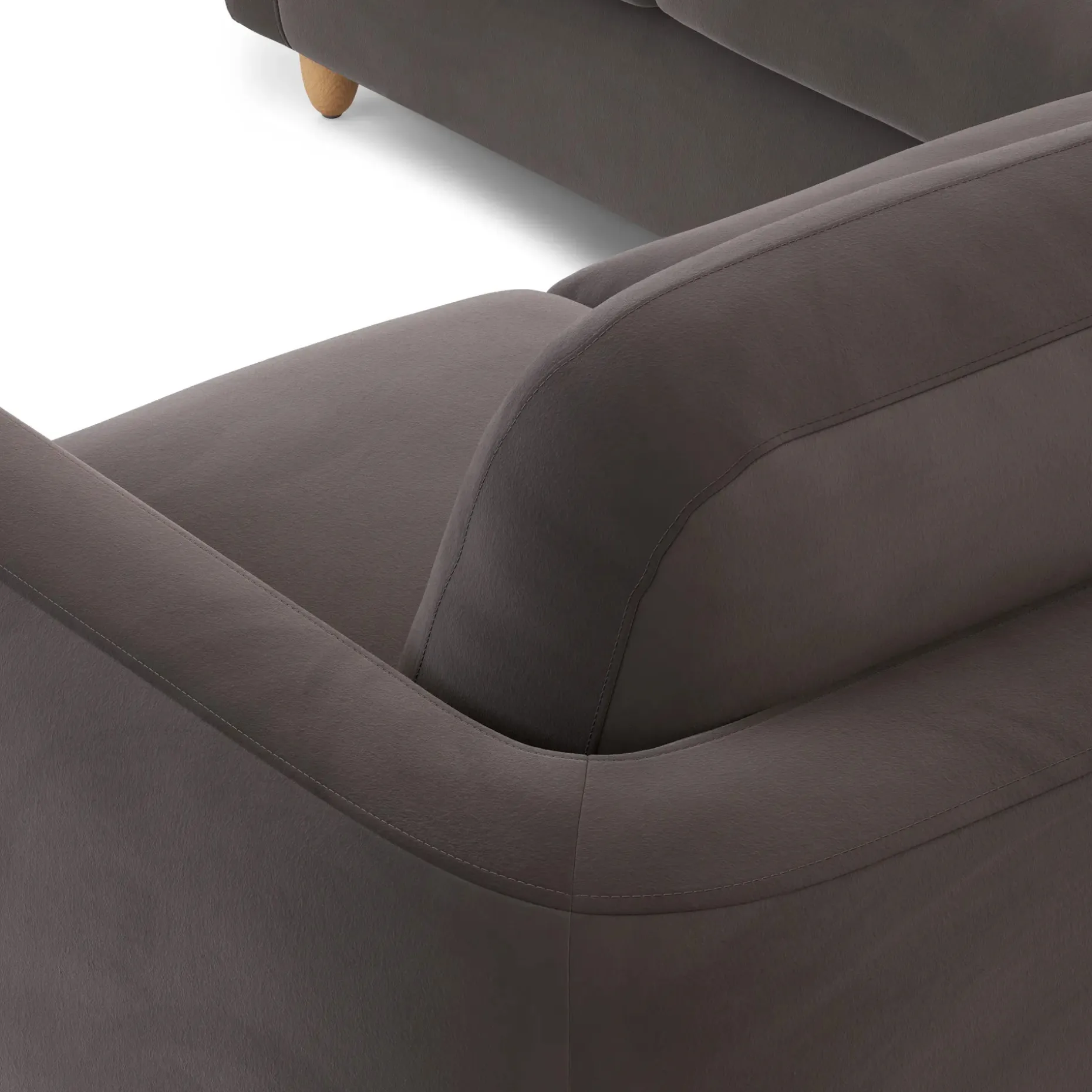 Vati 92" Velvet Corner Sectional - Natural Oak and Hale Warm Gray