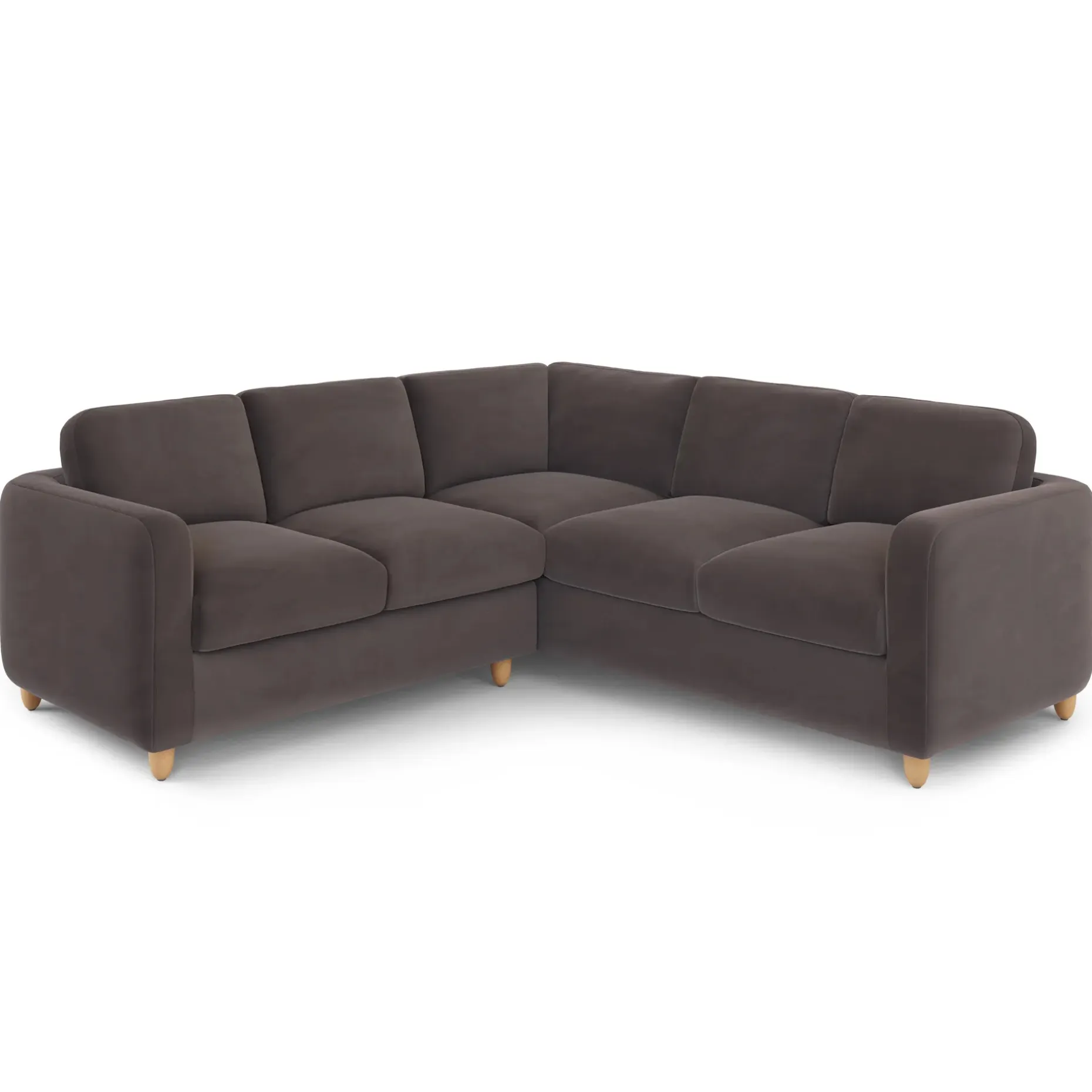 Vati 92" Velvet Corner Sectional - Natural Oak and Hale Warm Gray