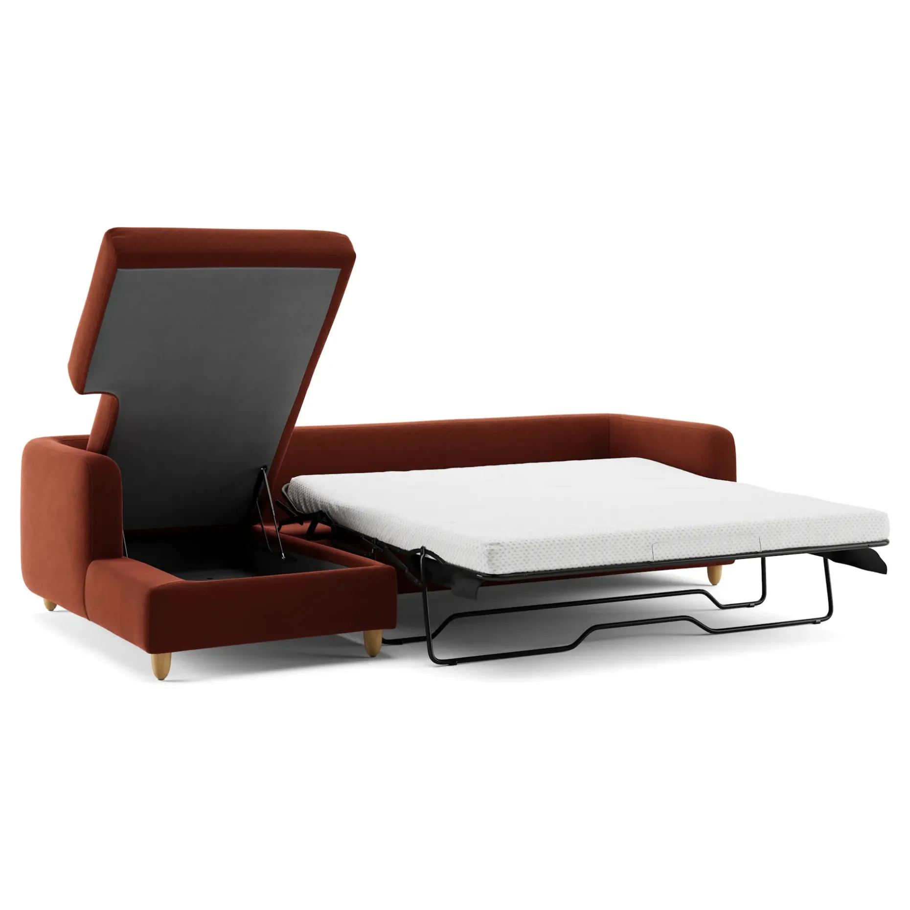 Vati 114" Velvet Left Storage Sleeper Sectional - Hale Rust