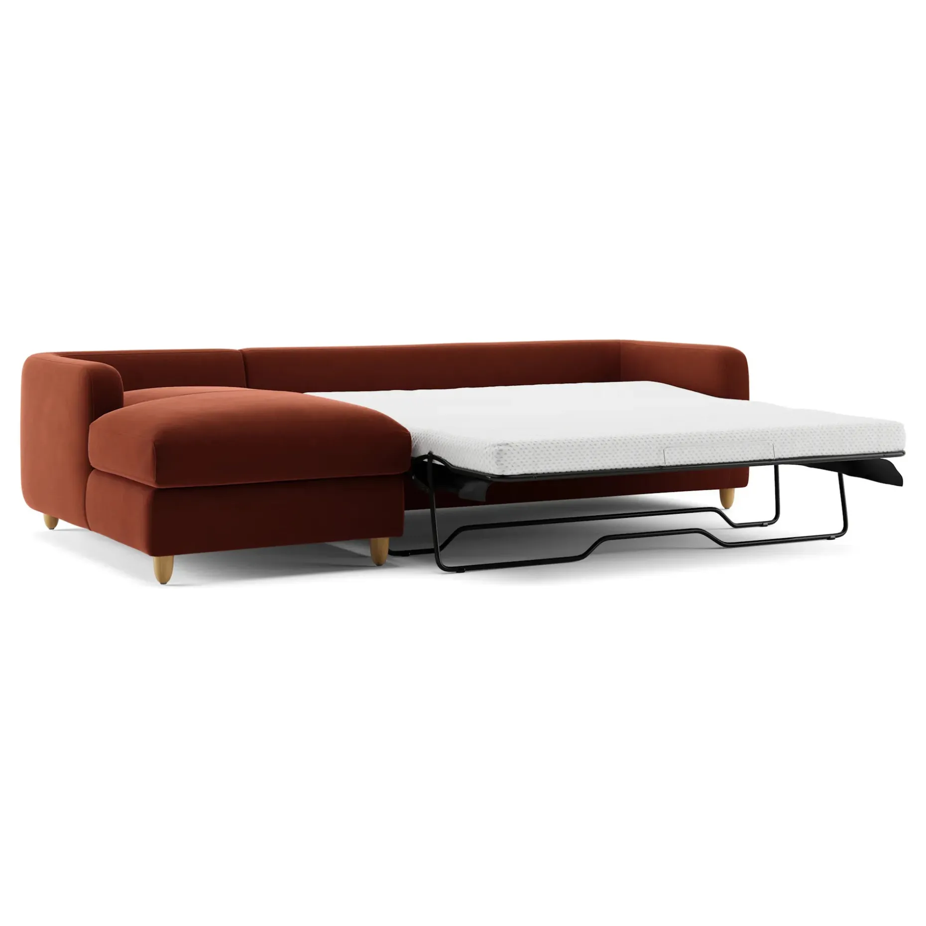 Vati 114" Velvet Left Storage Sleeper Sectional - Hale Rust