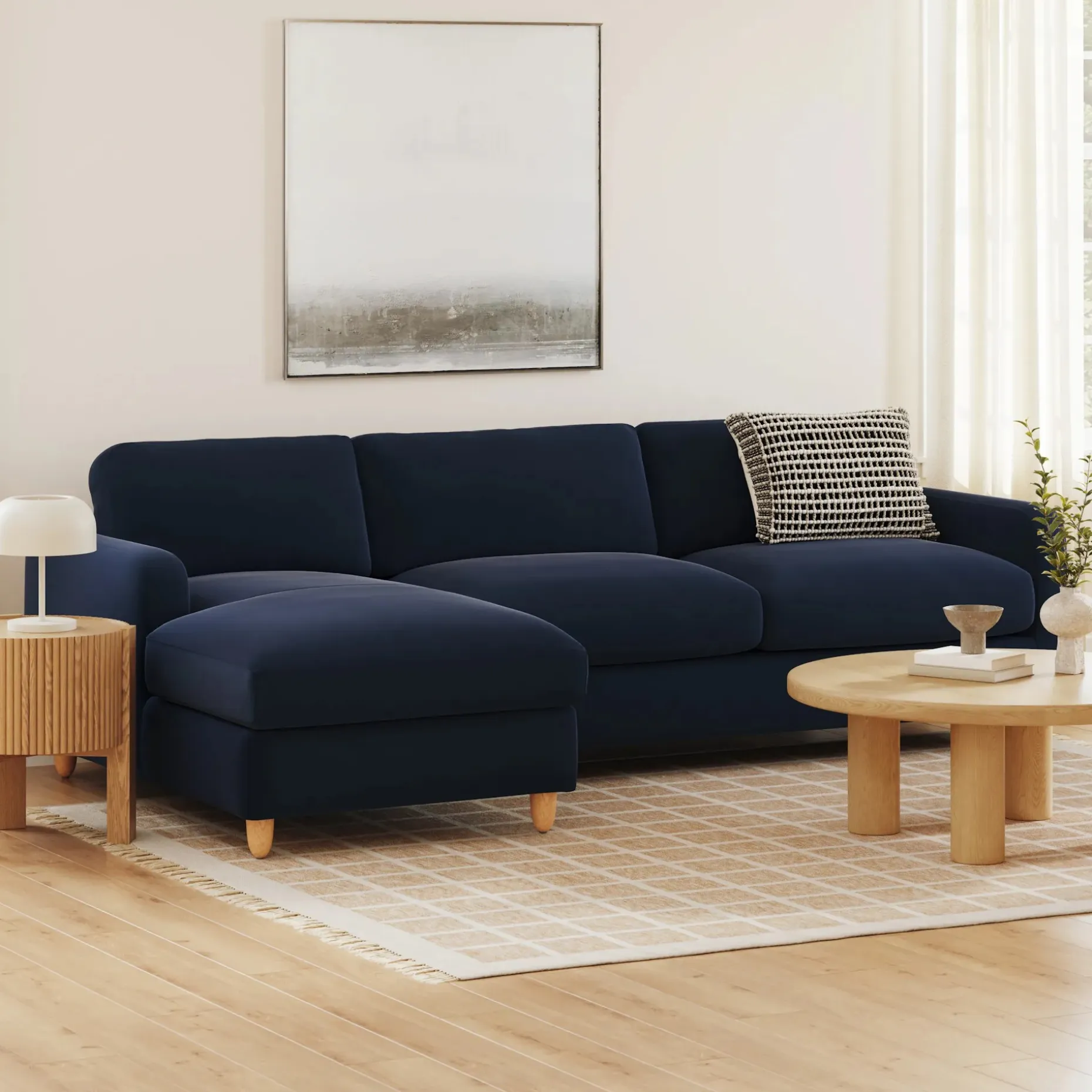 Vati 114" Velvet Left Storage Sleeper Sectional - Hale Ink