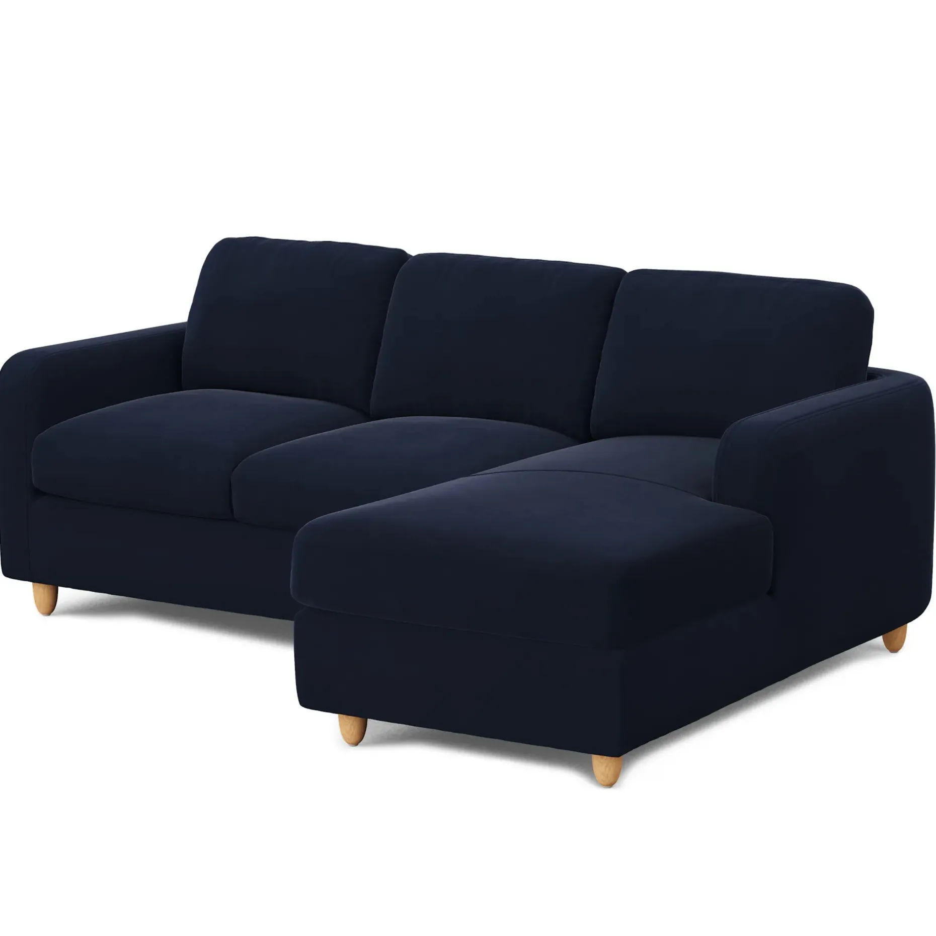 Vati 90.5" Velvet Right Storage Sectional - Natural Oak and Hale Ink