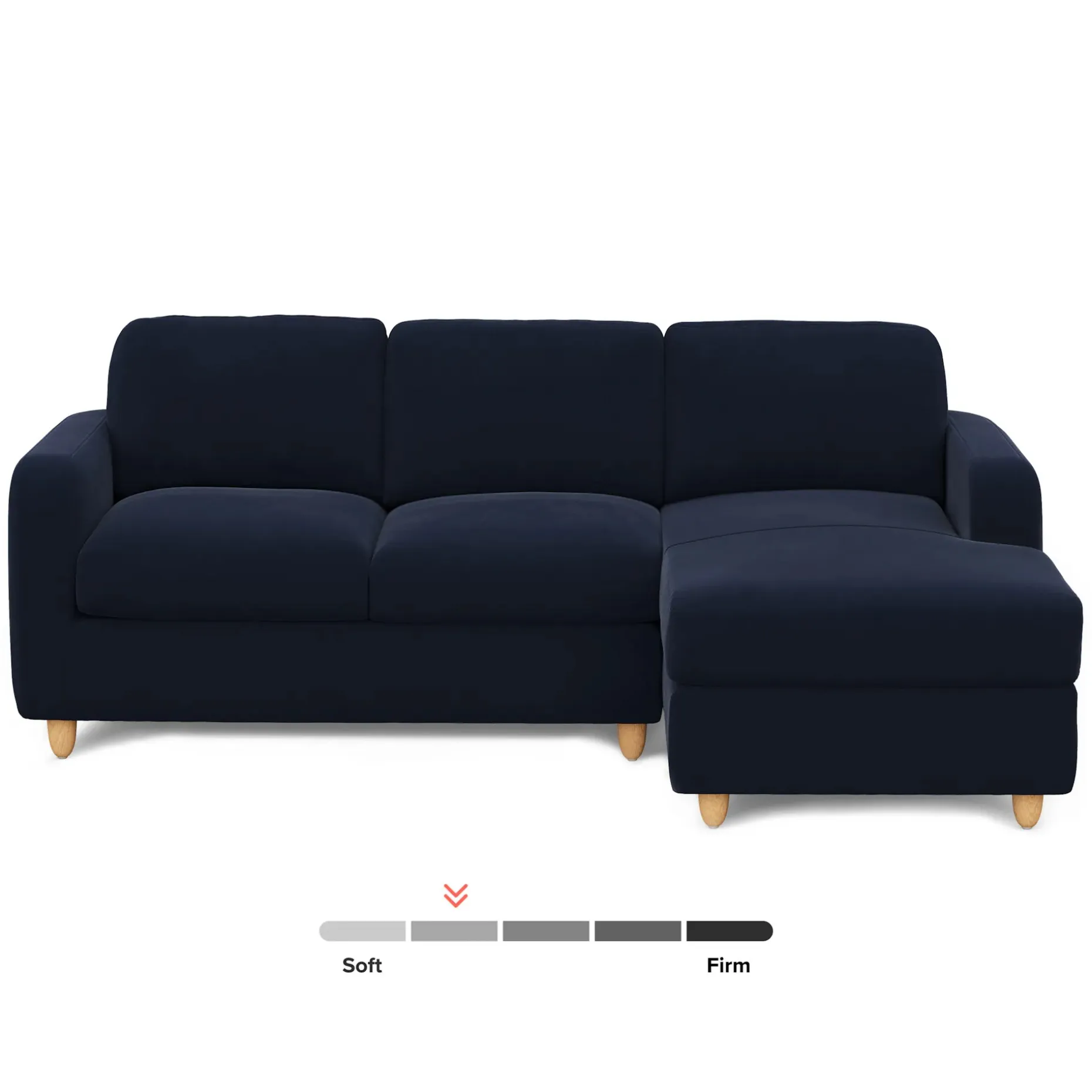 Vati 90.5" Velvet Right Storage Sectional - Natural Oak and Hale Ink