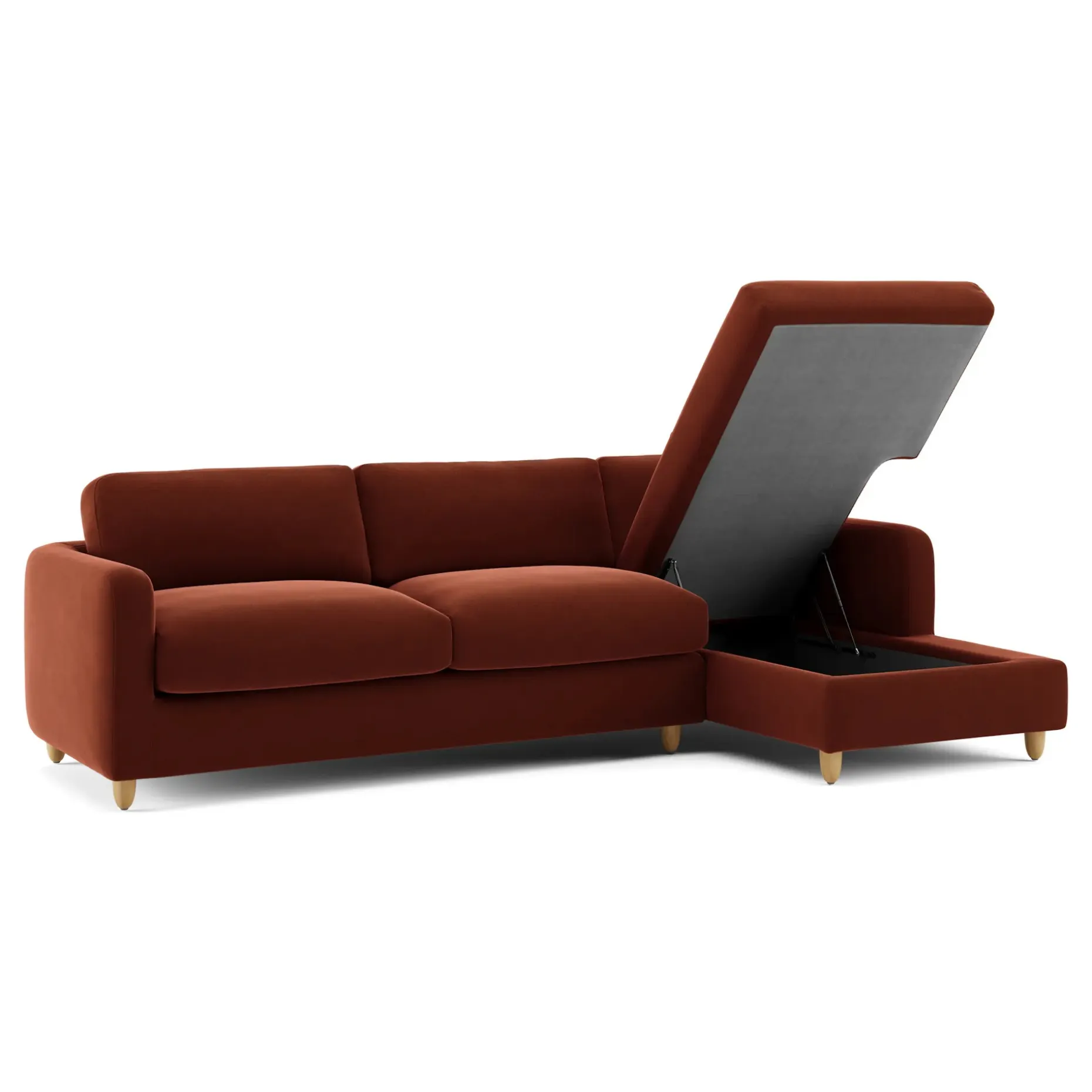 Vati 114" Velvet Right Storage Sleeper Sectional - Hale Rust