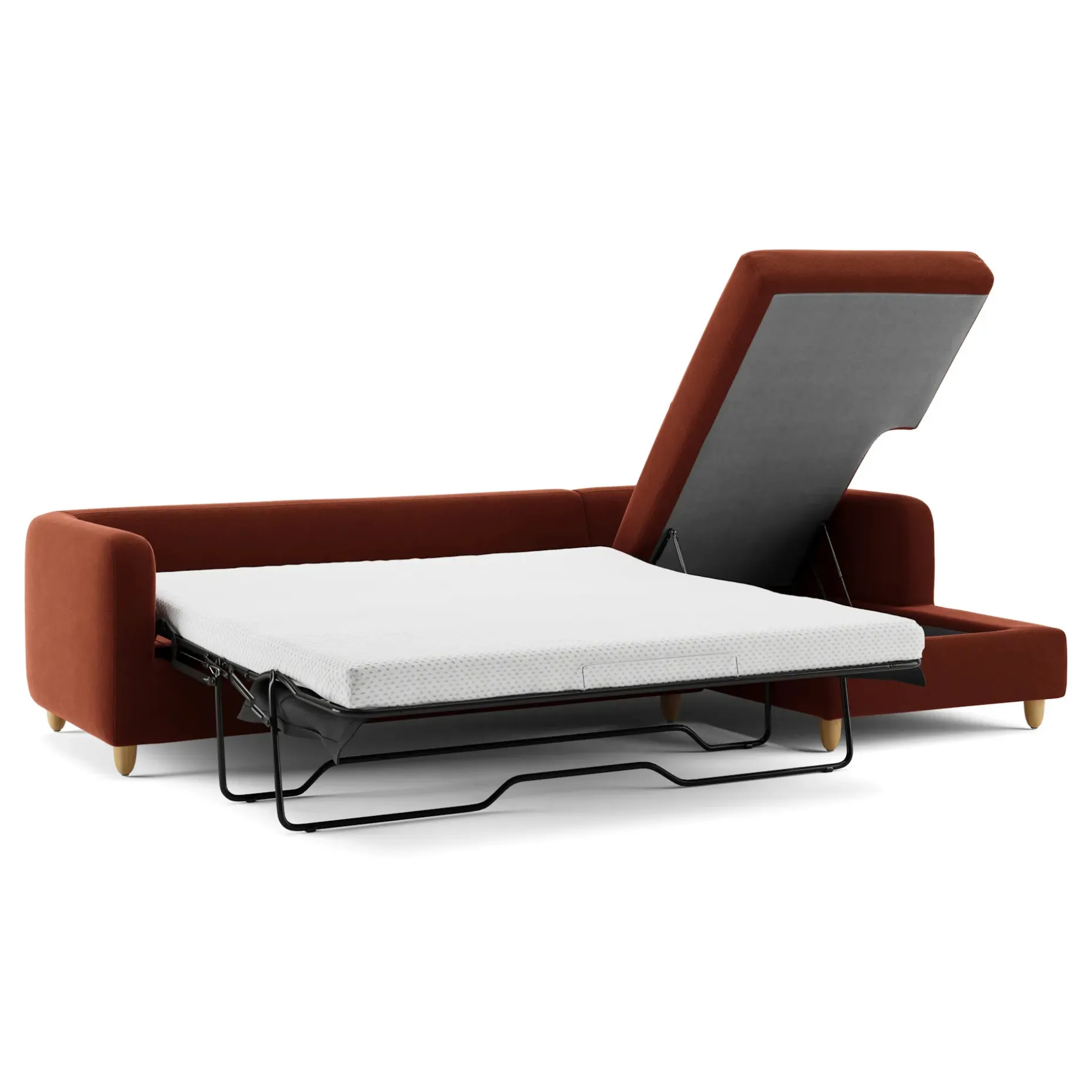 Vati 114" Velvet Right Storage Sleeper Sectional - Hale Rust