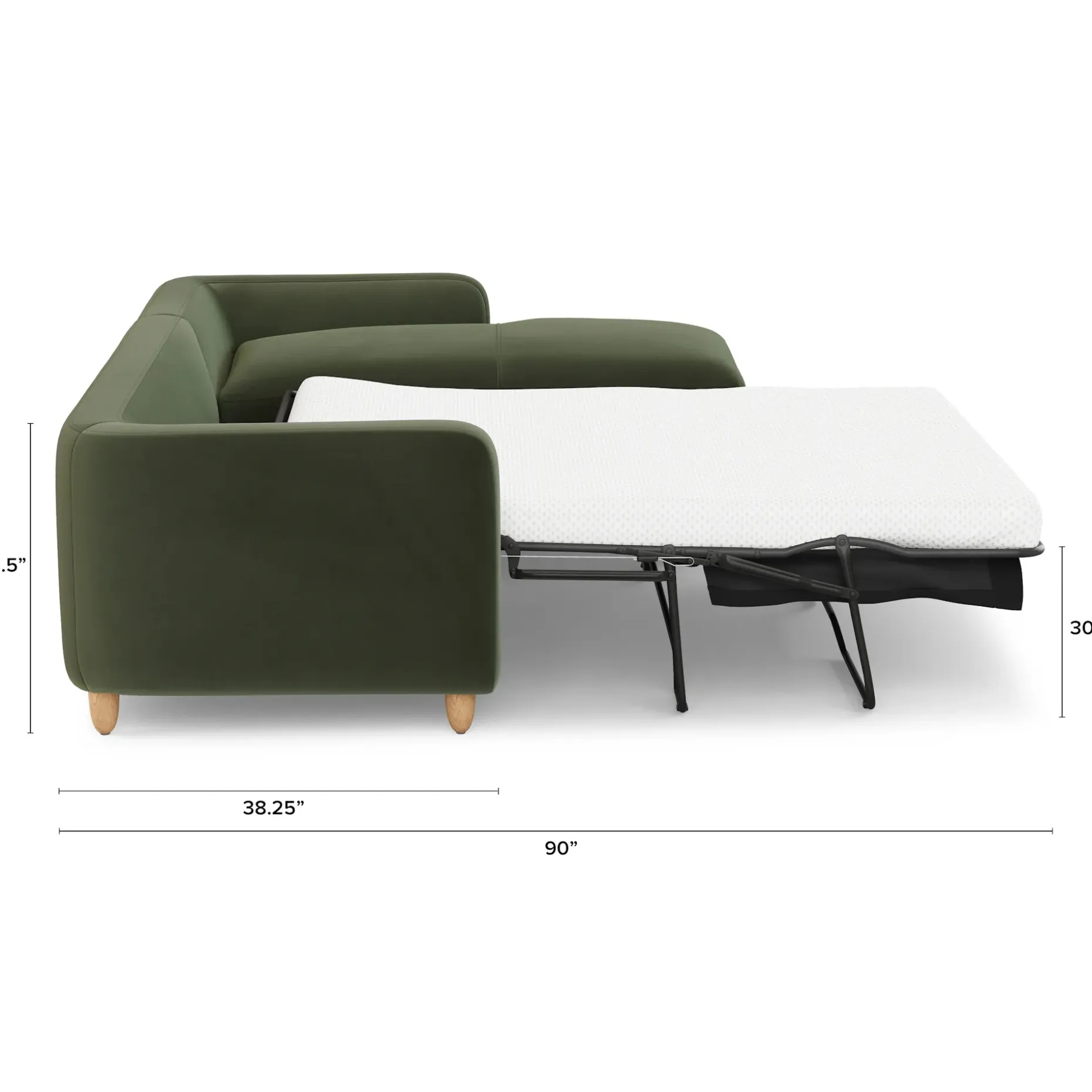 Vati 114" Velvet Right Storage Sleeper Sectional - Hale Fir Green