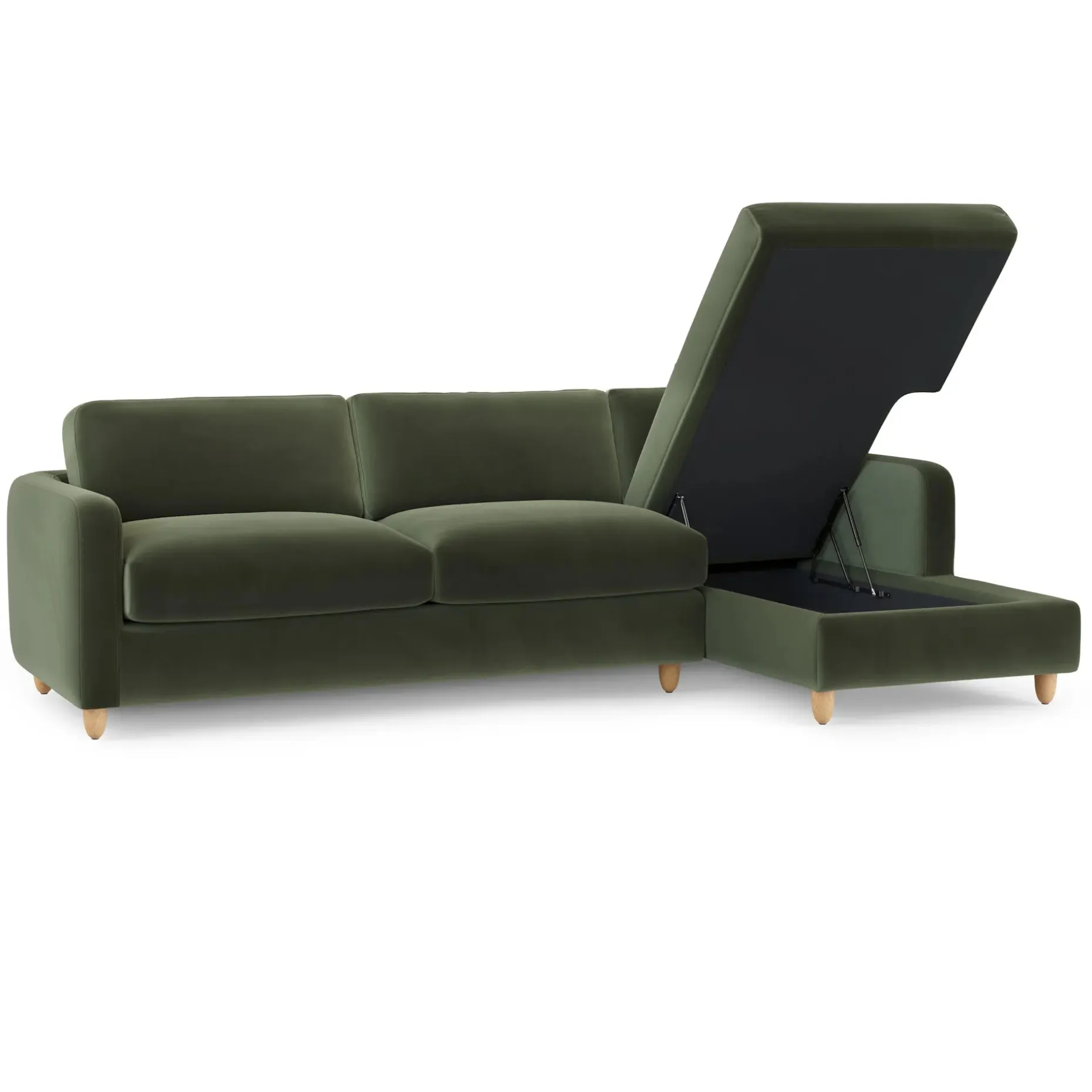 Vati 114" Velvet Right Storage Sleeper Sectional - Hale Fir Green