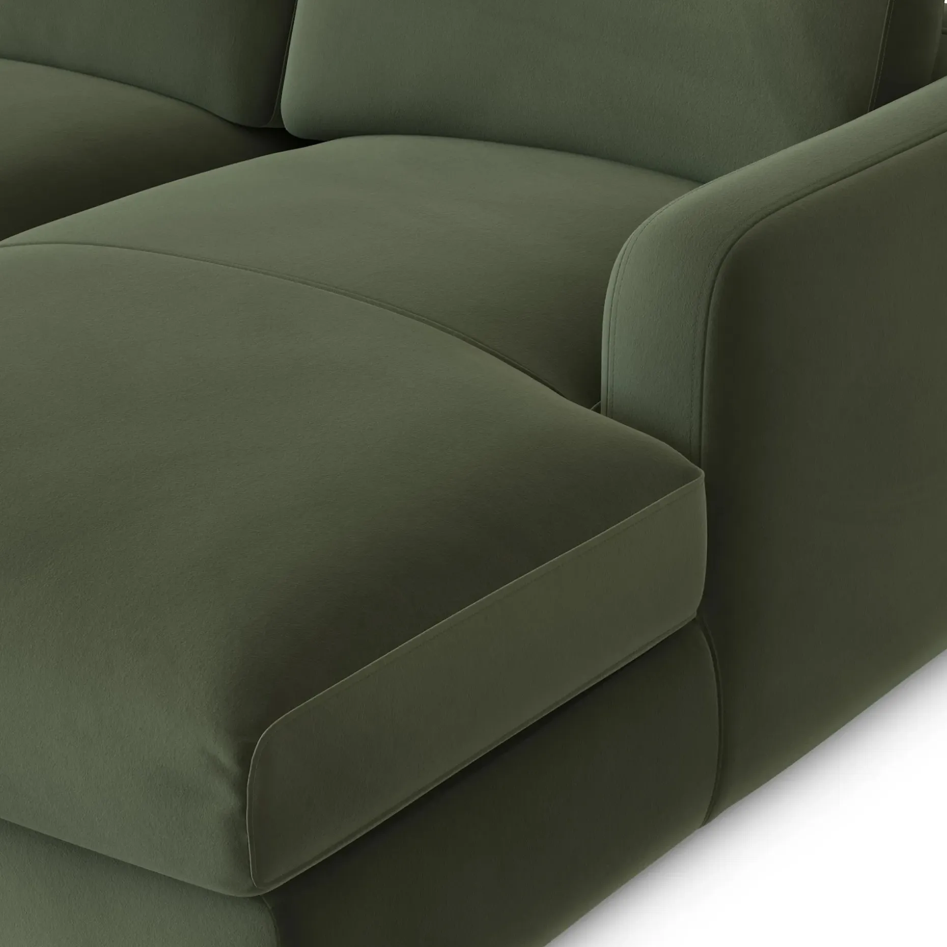 Vati 114" Velvet Right Storage Sleeper Sectional - Hale Fir Green