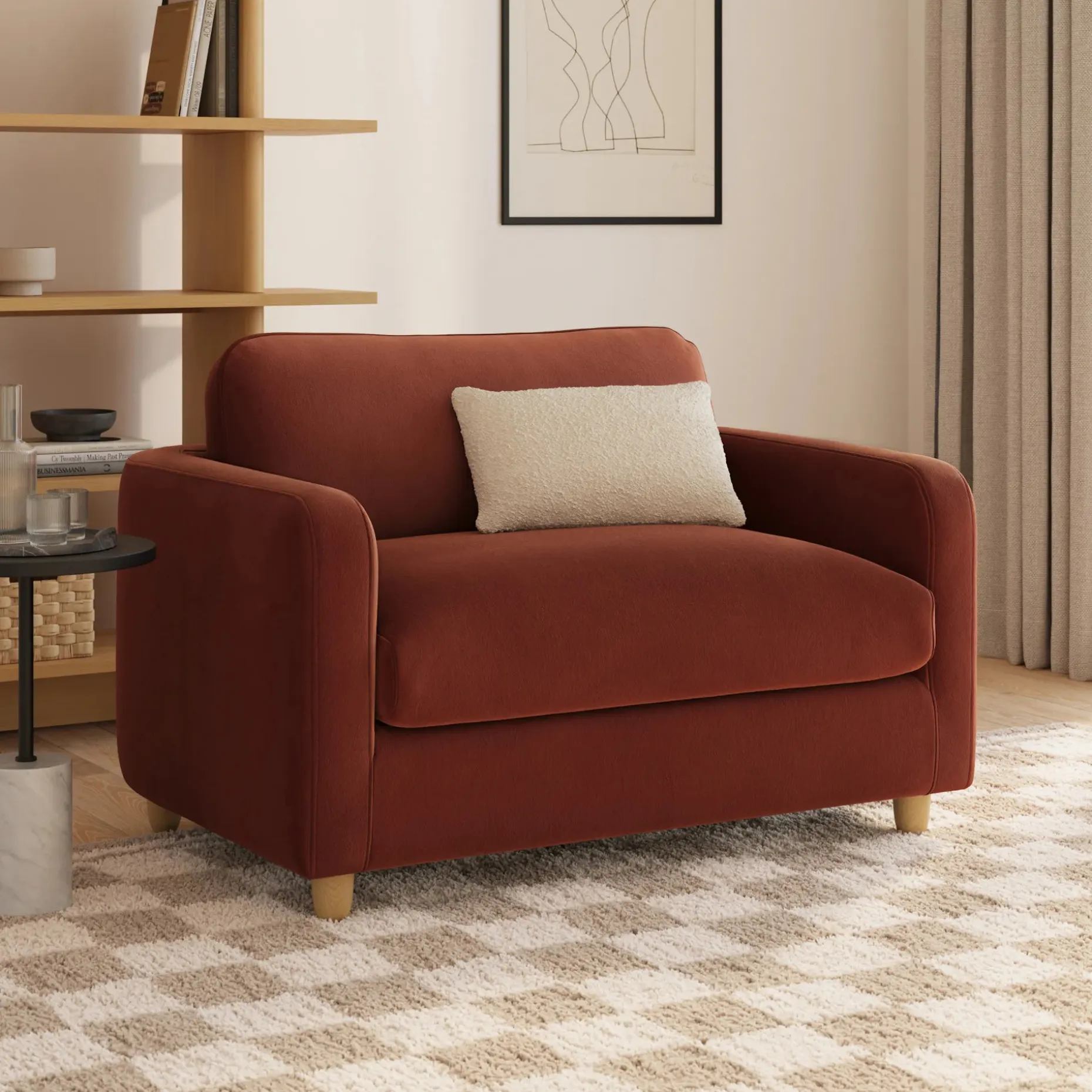 Vati 53" Velvet Sleeper Chair - Hale Rust
