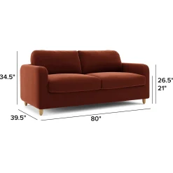 Vati 80" Velvet Sofa Bed - Hale Rust