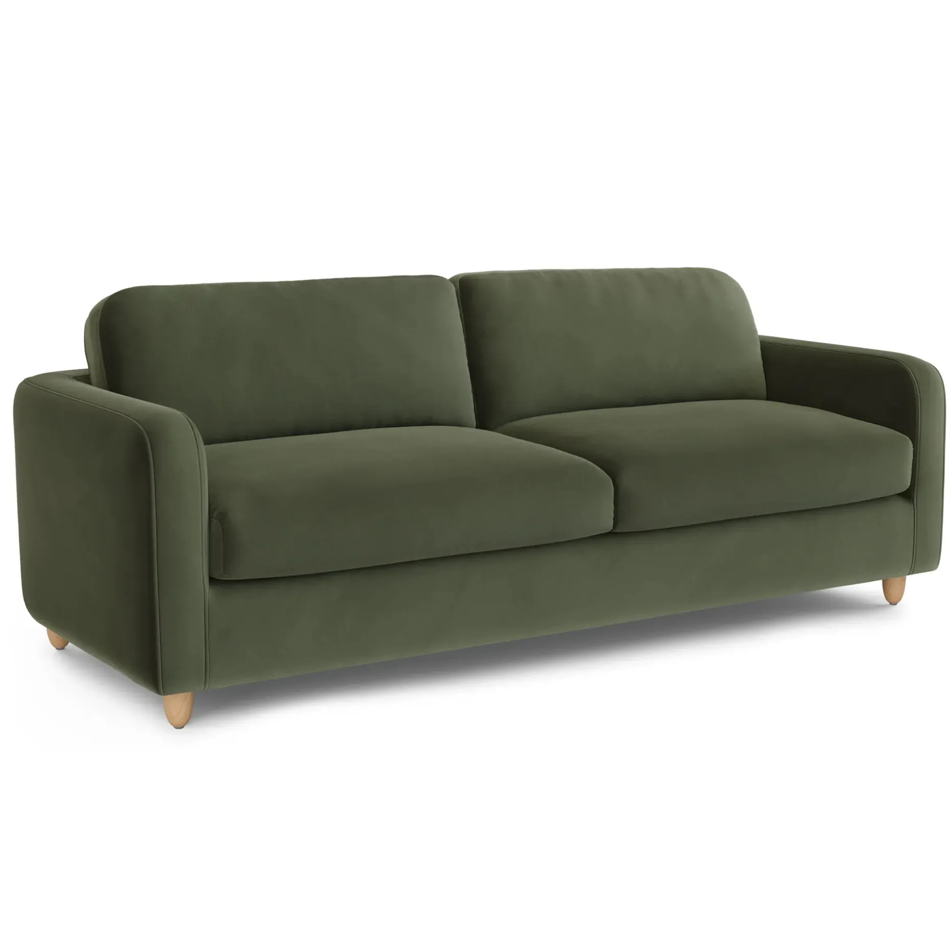 Vati 92" Velvet Sofa - Natural Oak and Hale Fir Green
