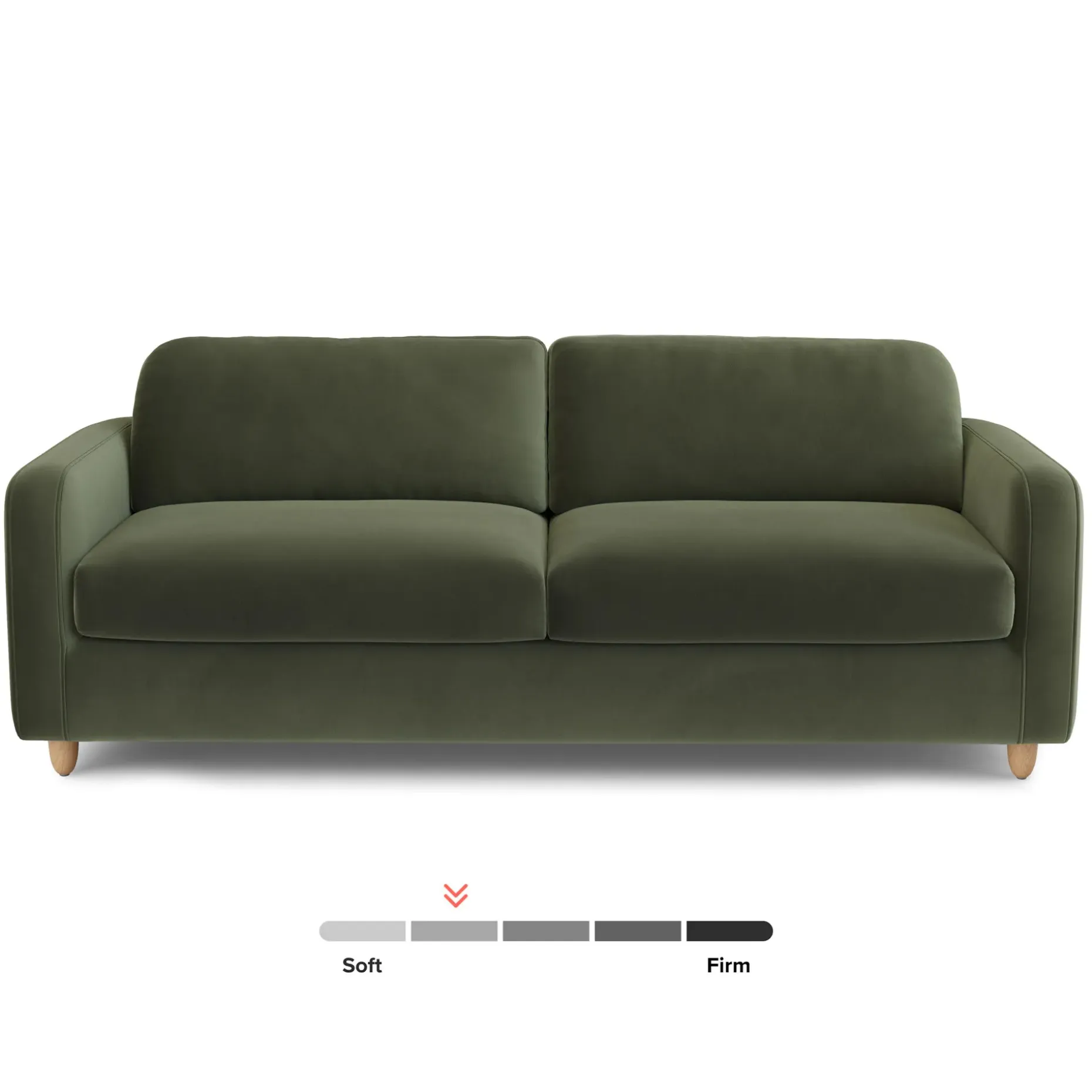 Vati 92" Velvet Sofa - Natural Oak and Hale Fir Green