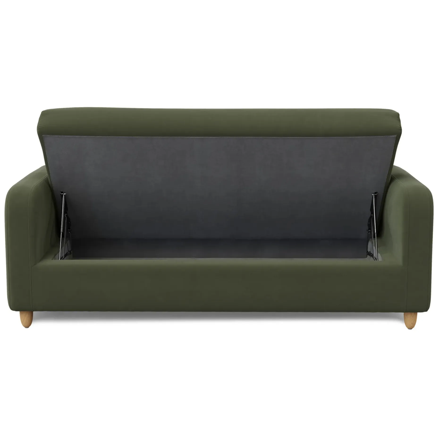 Vati 80" Velvet Storage Sofa - Natural Oak and Hale Fir Green
