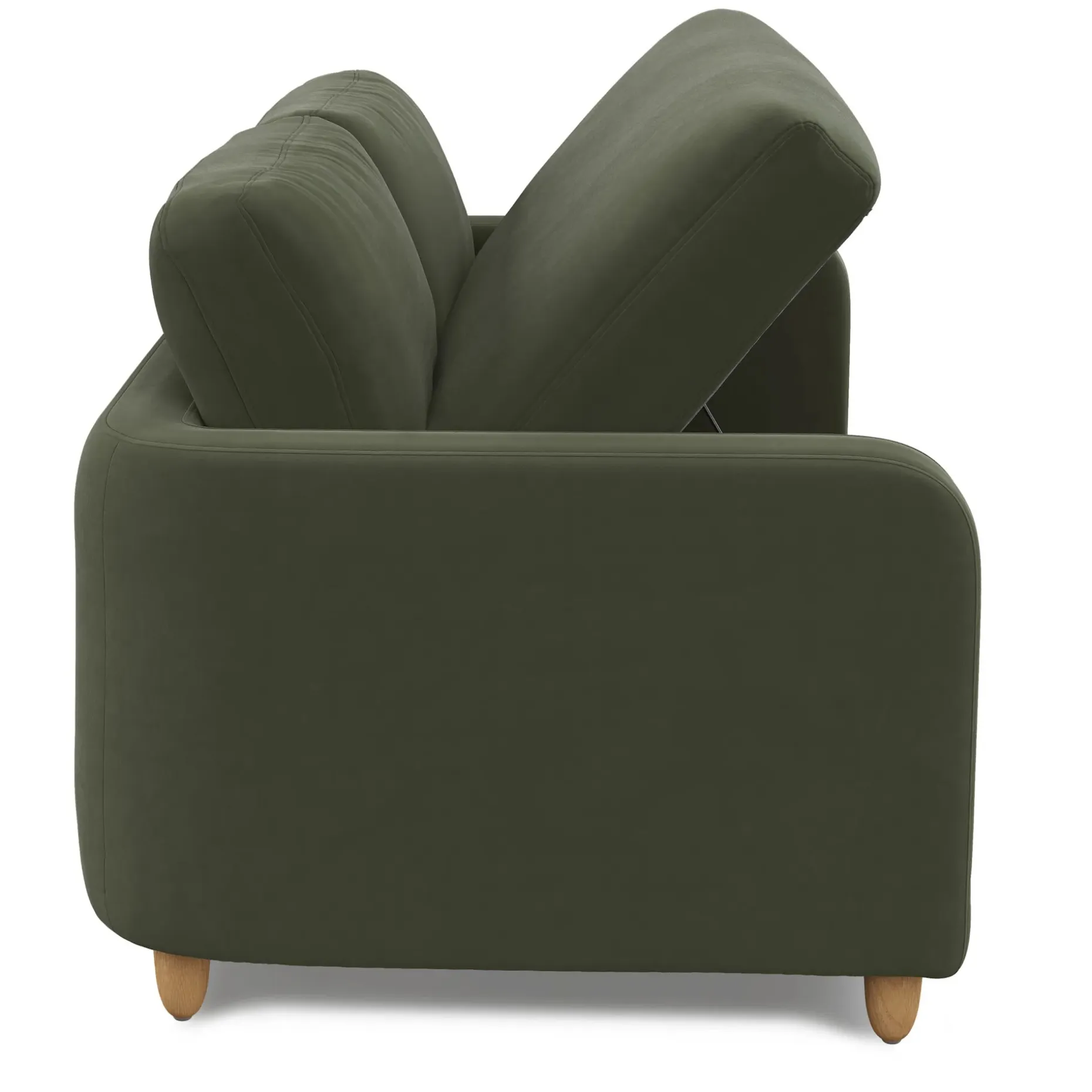 Vati 80" Velvet Storage Sofa - Natural Oak and Hale Fir Green
