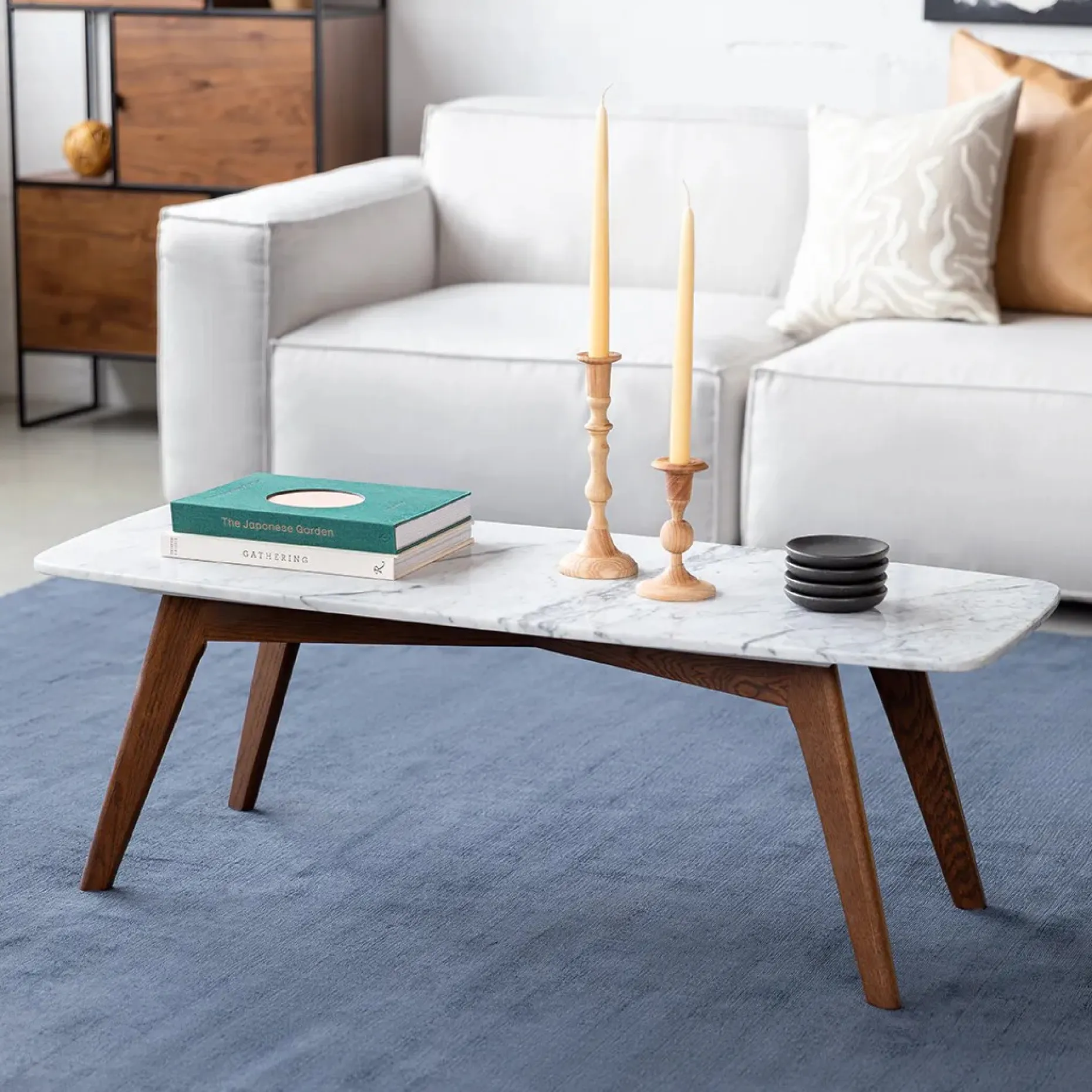 Vena 43.5" Marble Coffee Table - Walnut