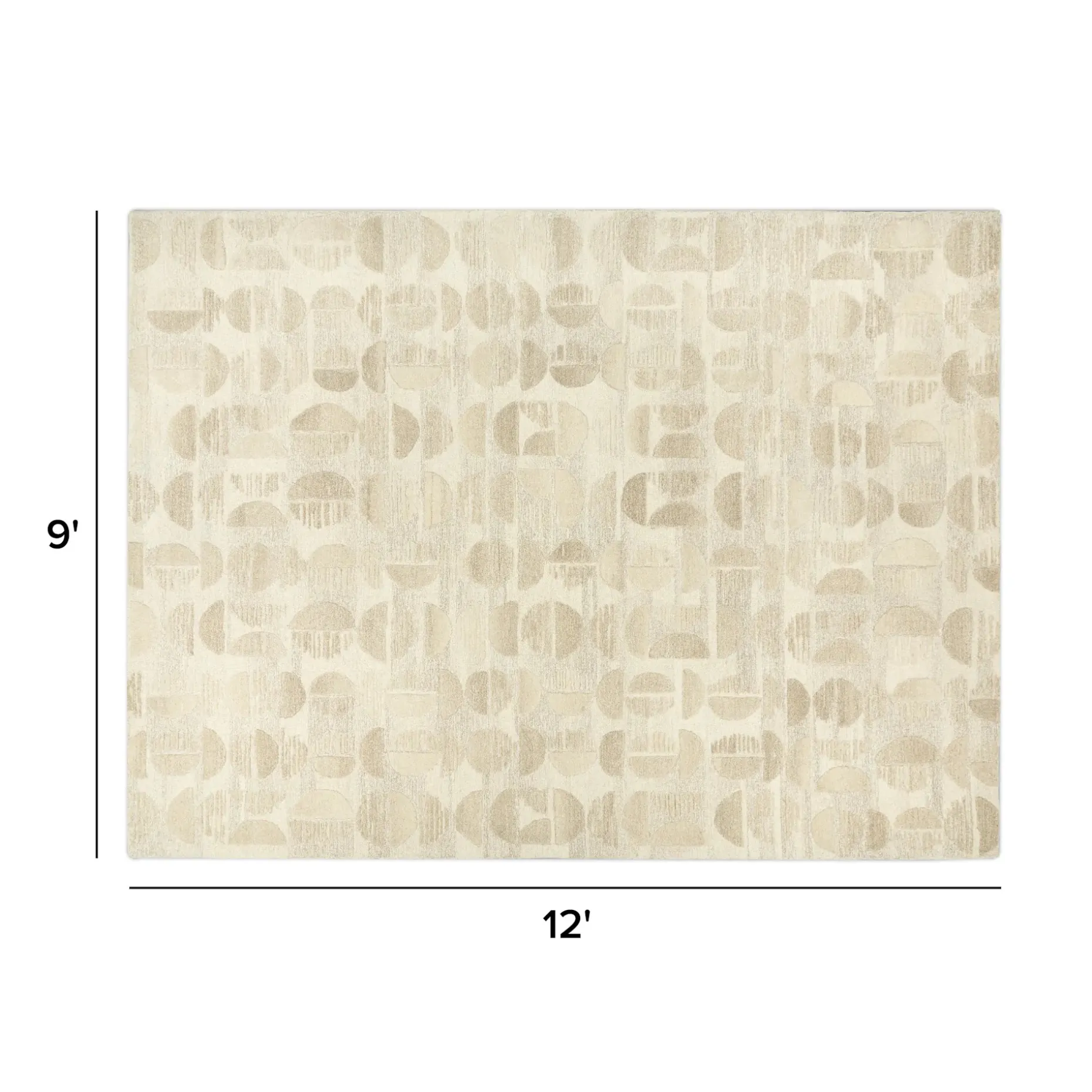 Waard 9 x 12 Rug - Beige Geometric Circle