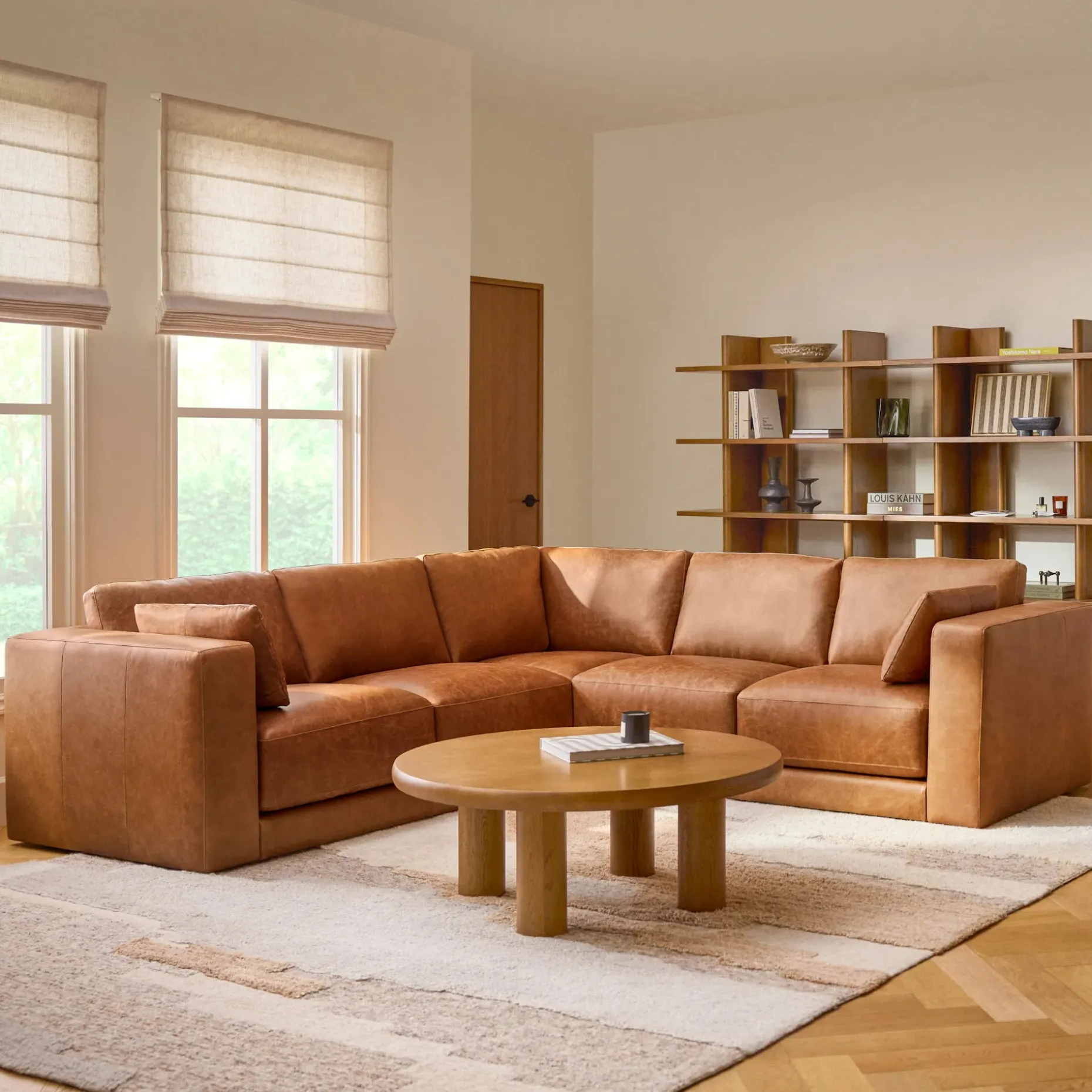 Whitmore 107" Leather Corner Sectional - Salerno Tan